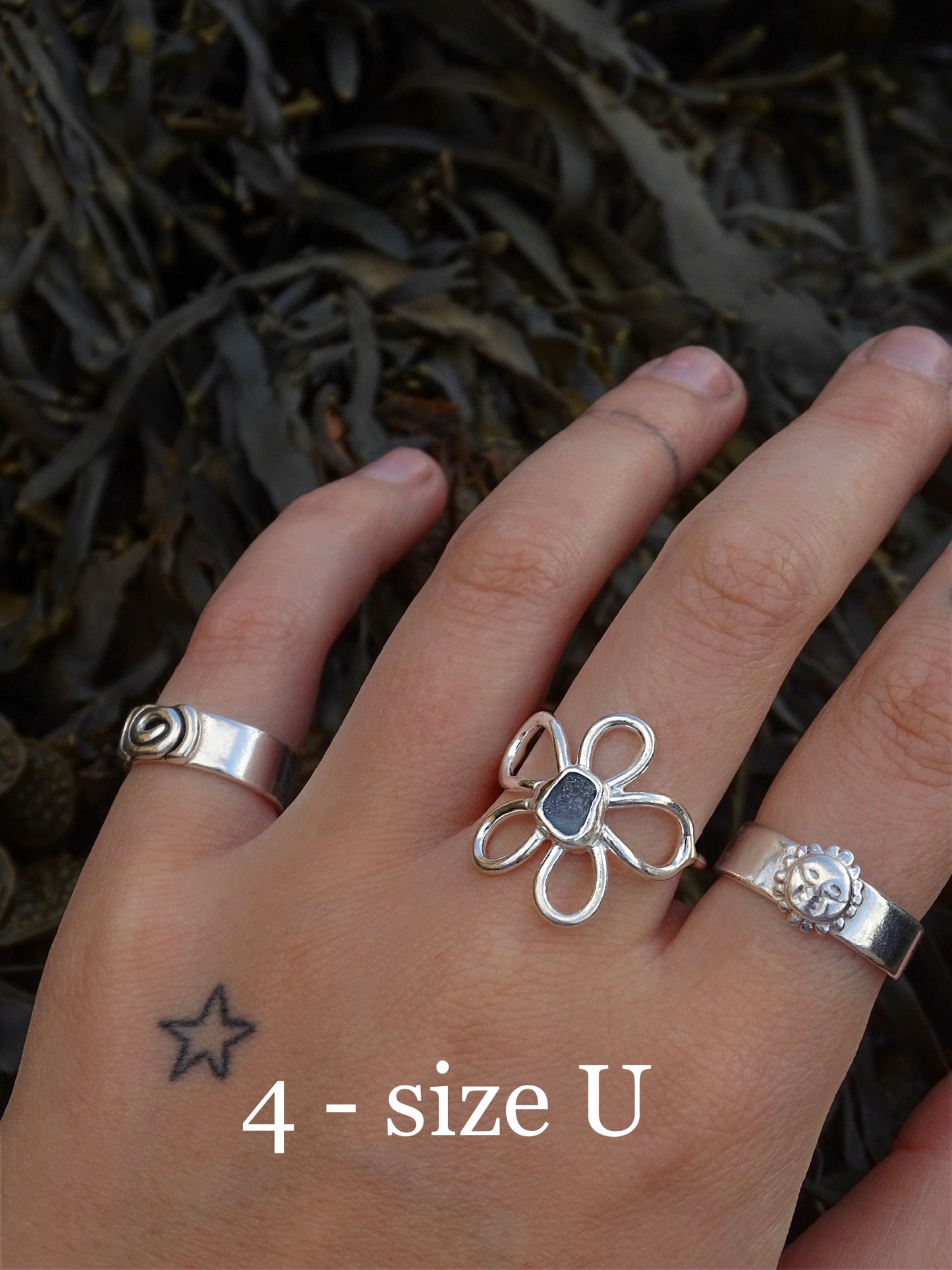 blue seaglass rings