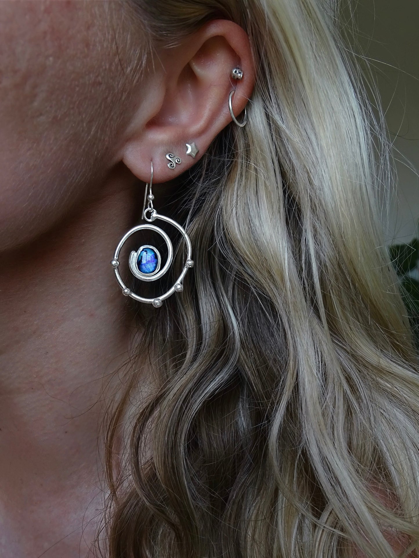 abalone spiral earrings