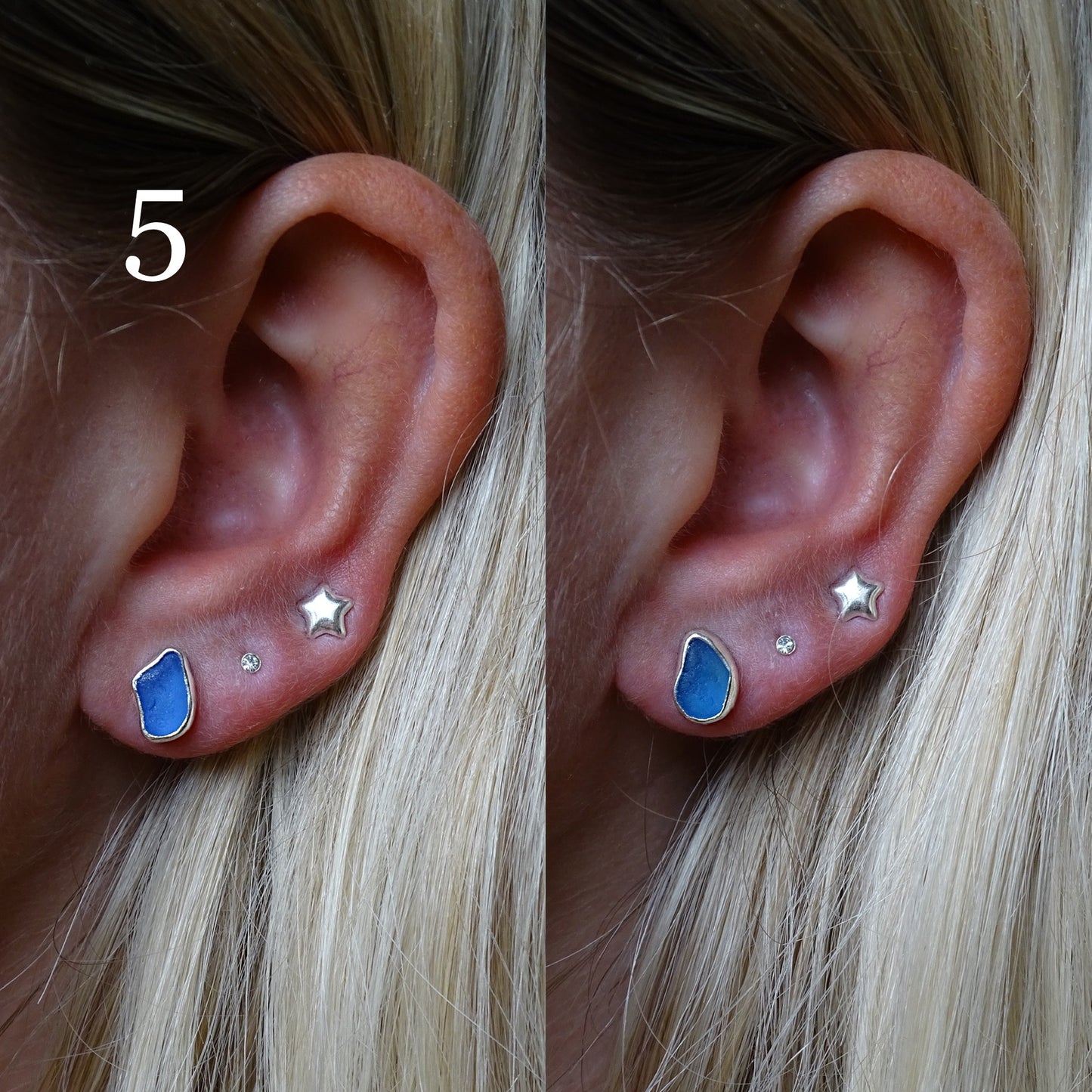 blue seaglass studs
