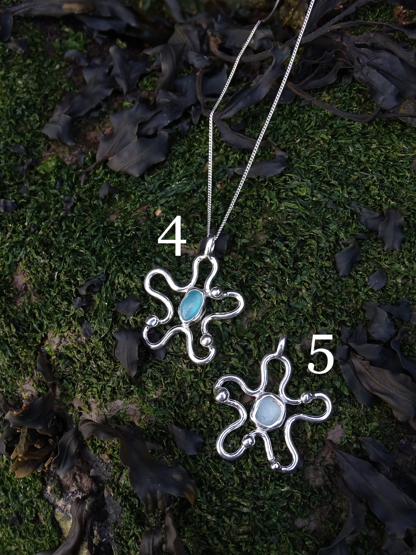 blue seaglass necklaces