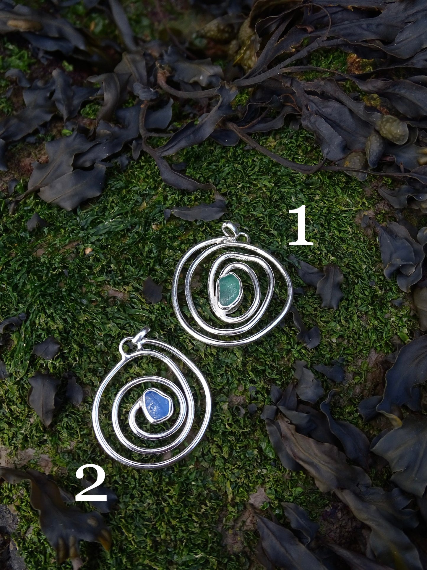 blue seaglass necklaces