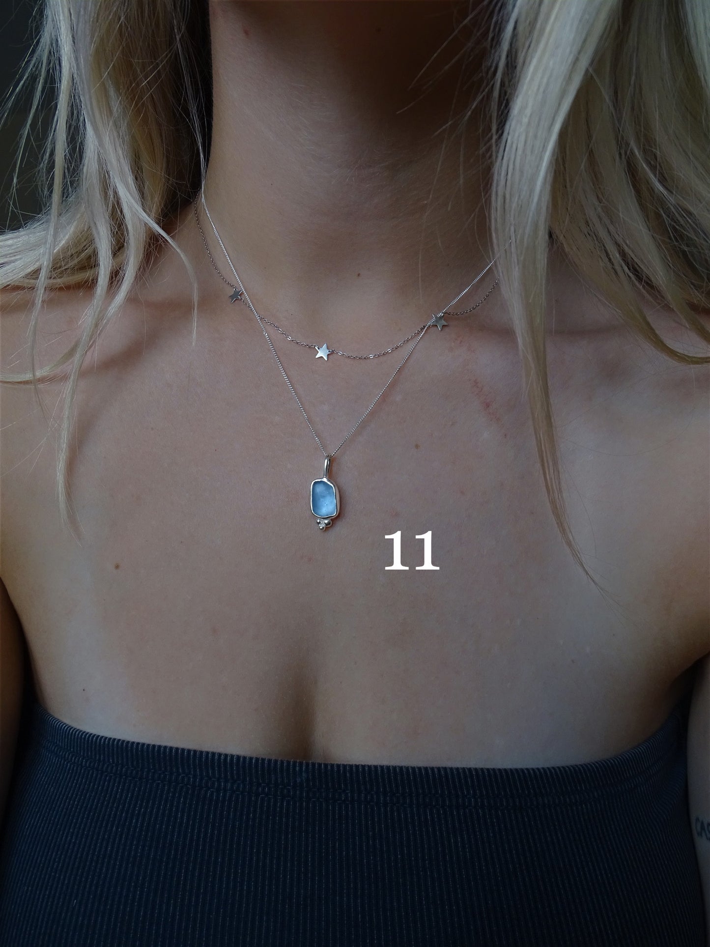 blue seaglass necklaces