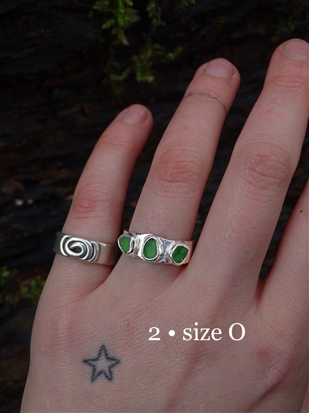 triple seaglass rings