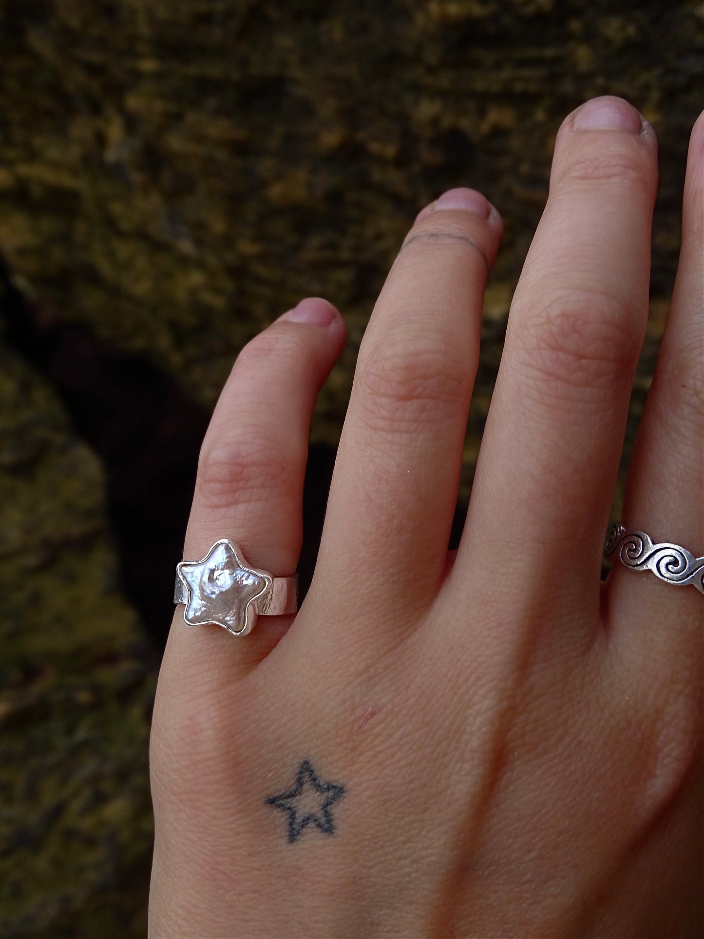 pearl star ring • size I