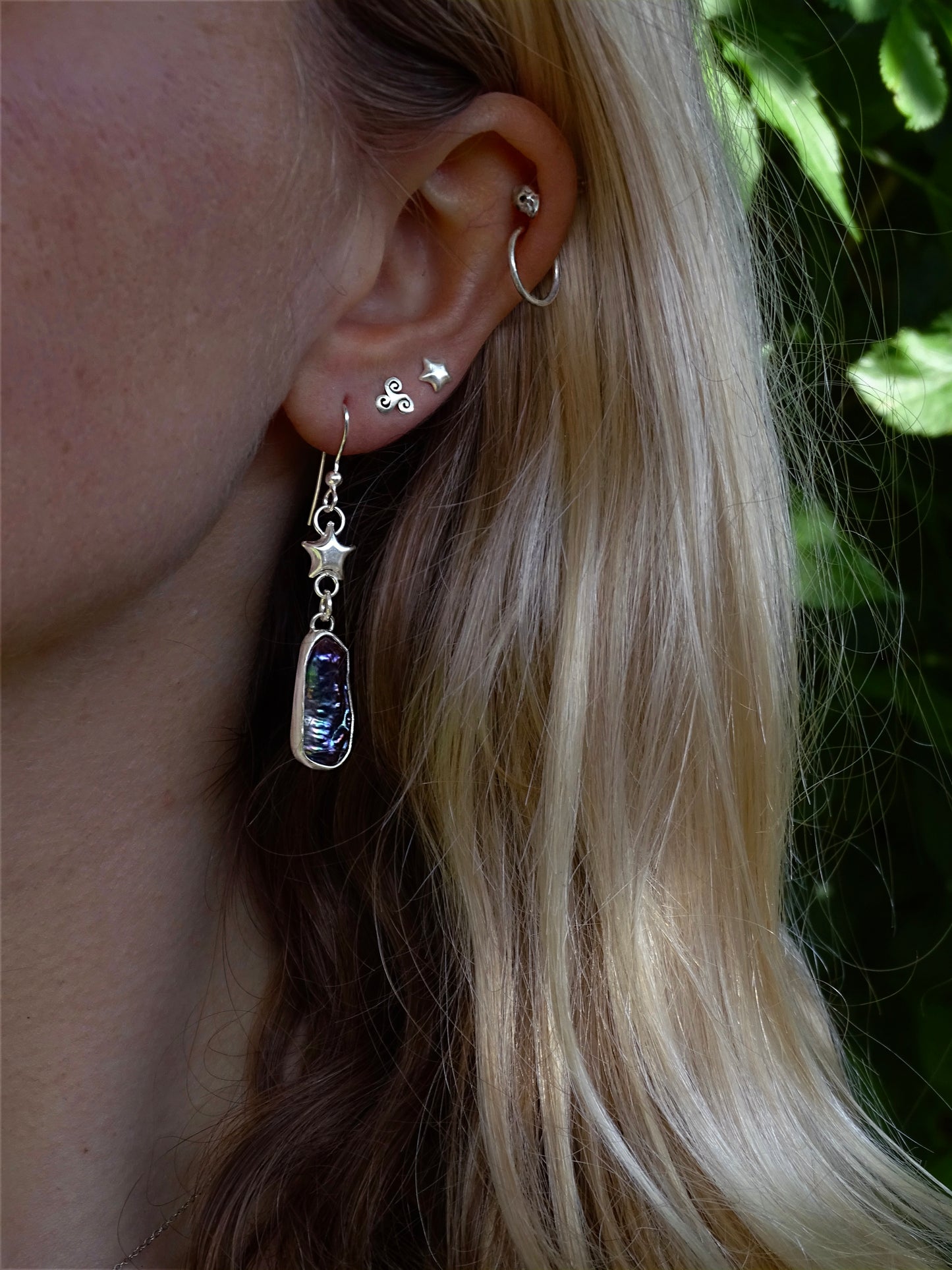 keshi pearl star earrings