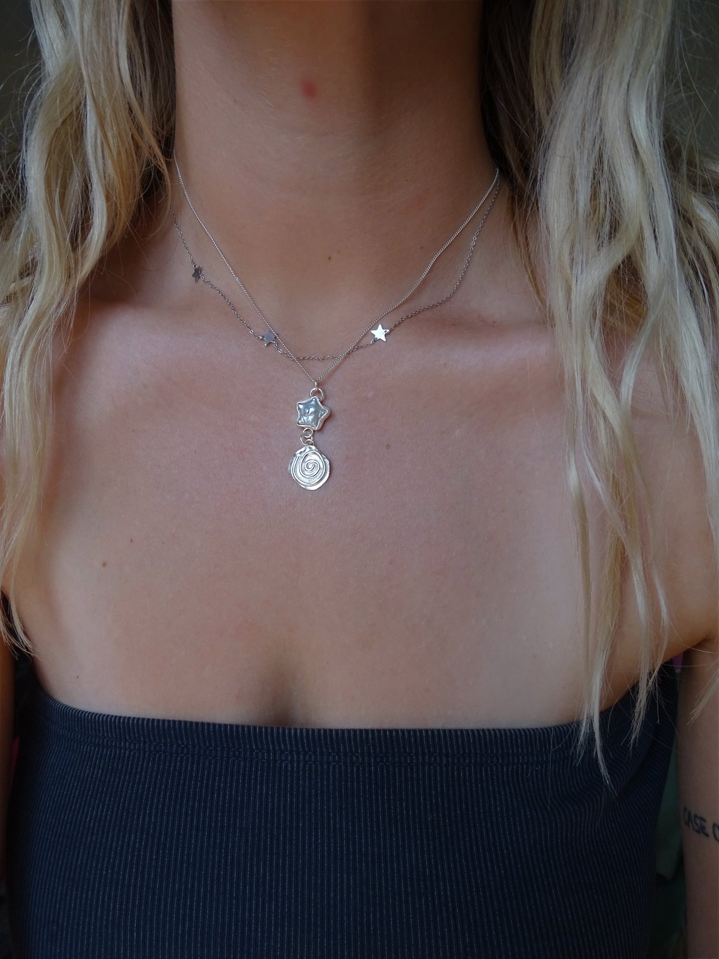 pearl spiral drop pendant