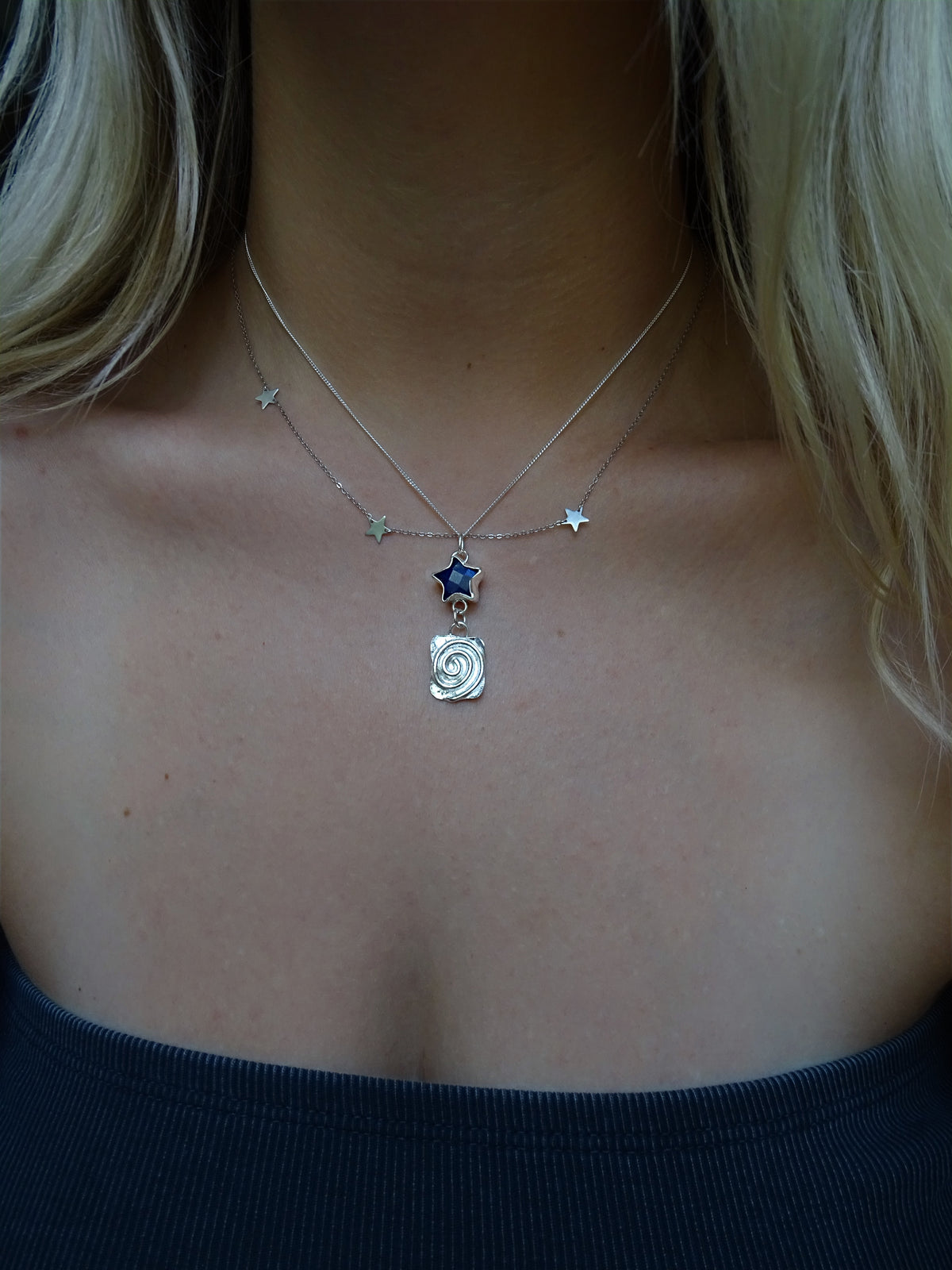 star drop spiral pendants