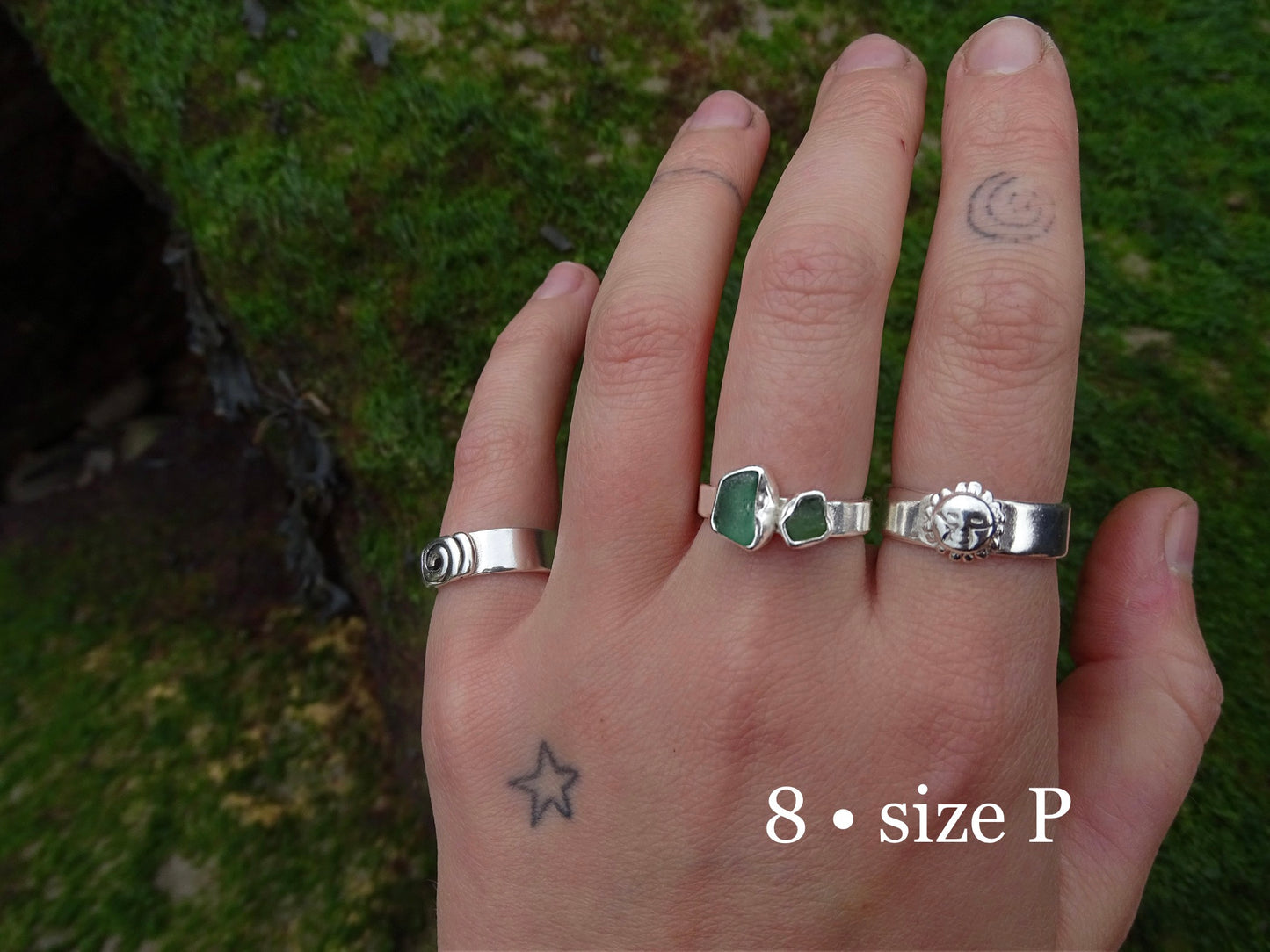 green seaglass rings