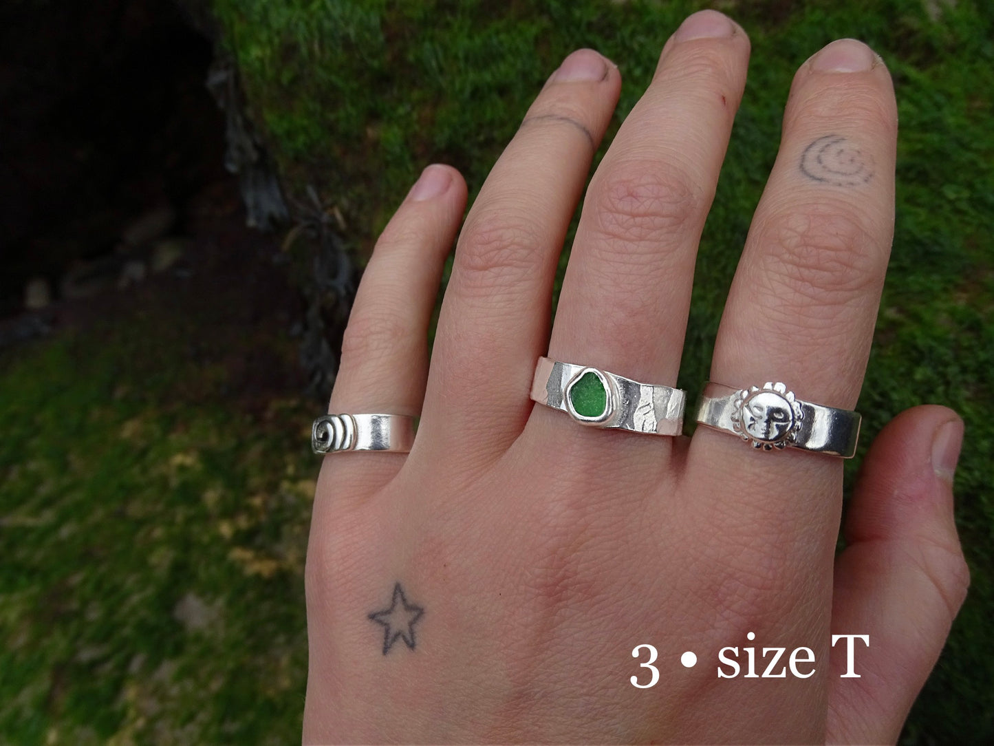 green seaglass rings