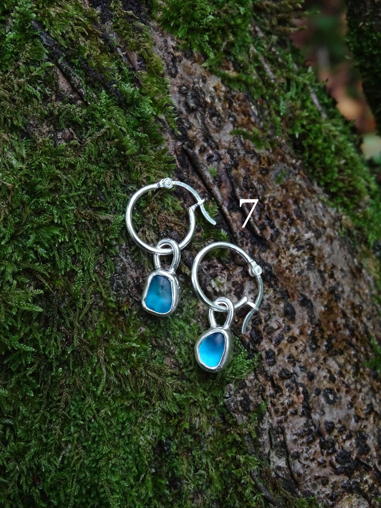 blue seaglass earrings