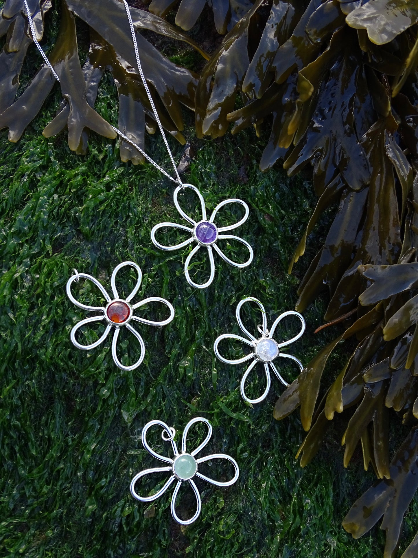 gemstone fleur pendants • mto