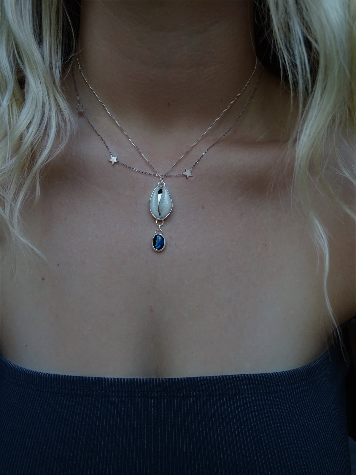 cowri shell drop pendant