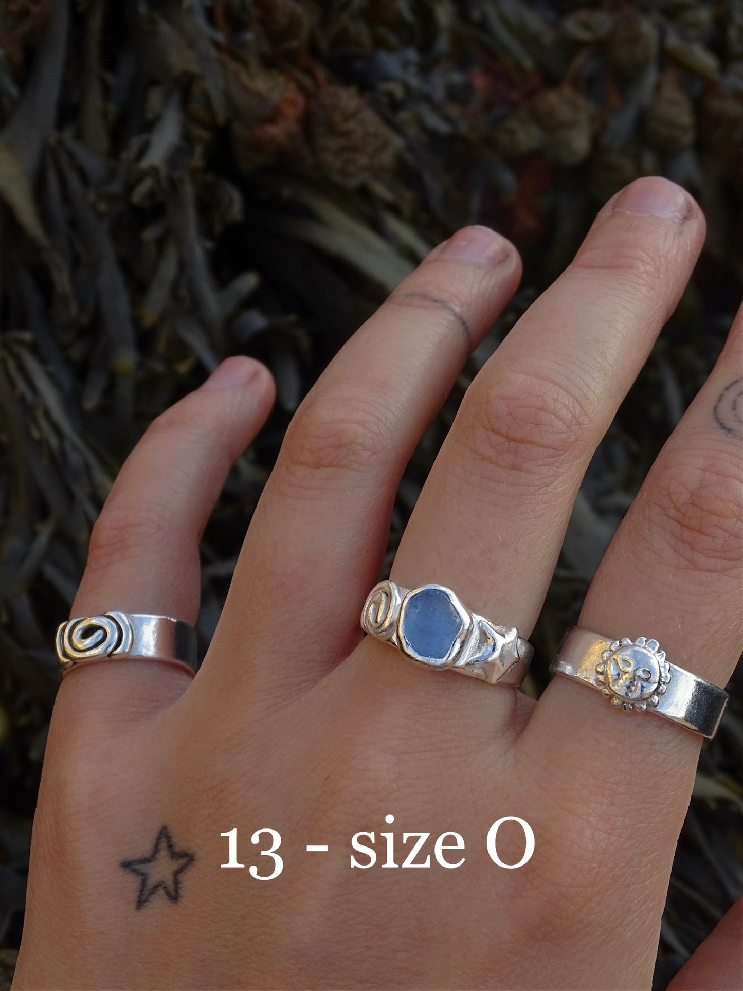 blue seaglass rings