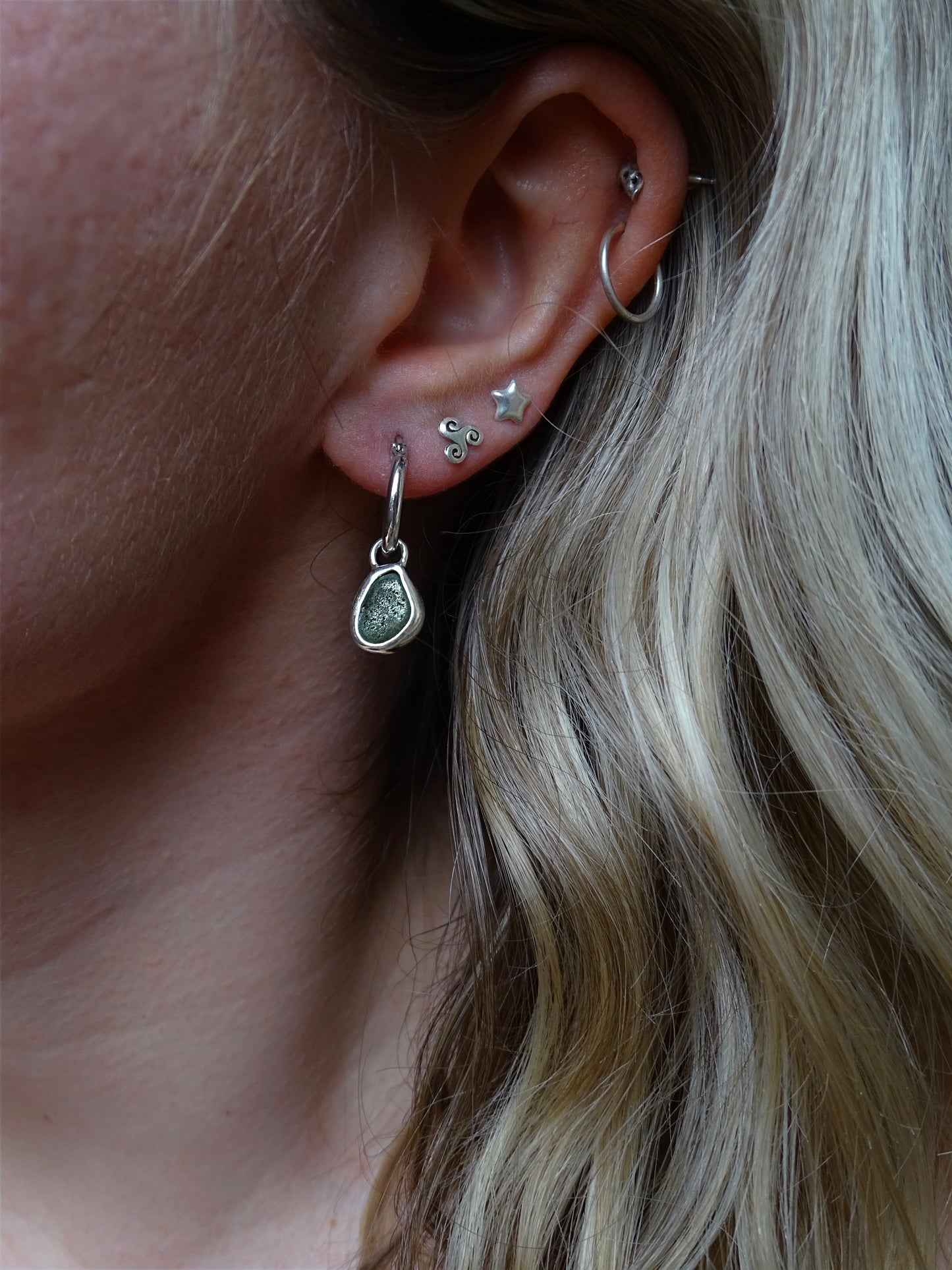 seaglass hoop earrings