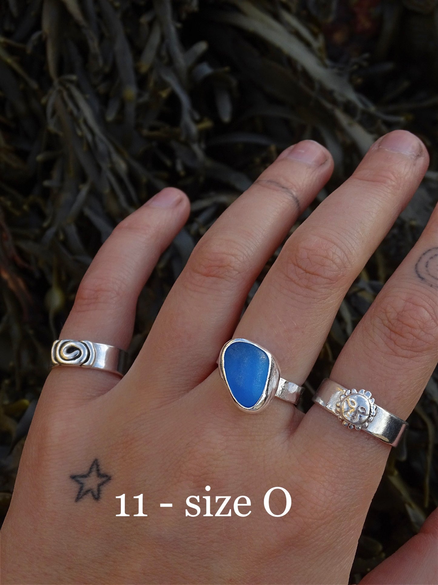 blue seaglass rings