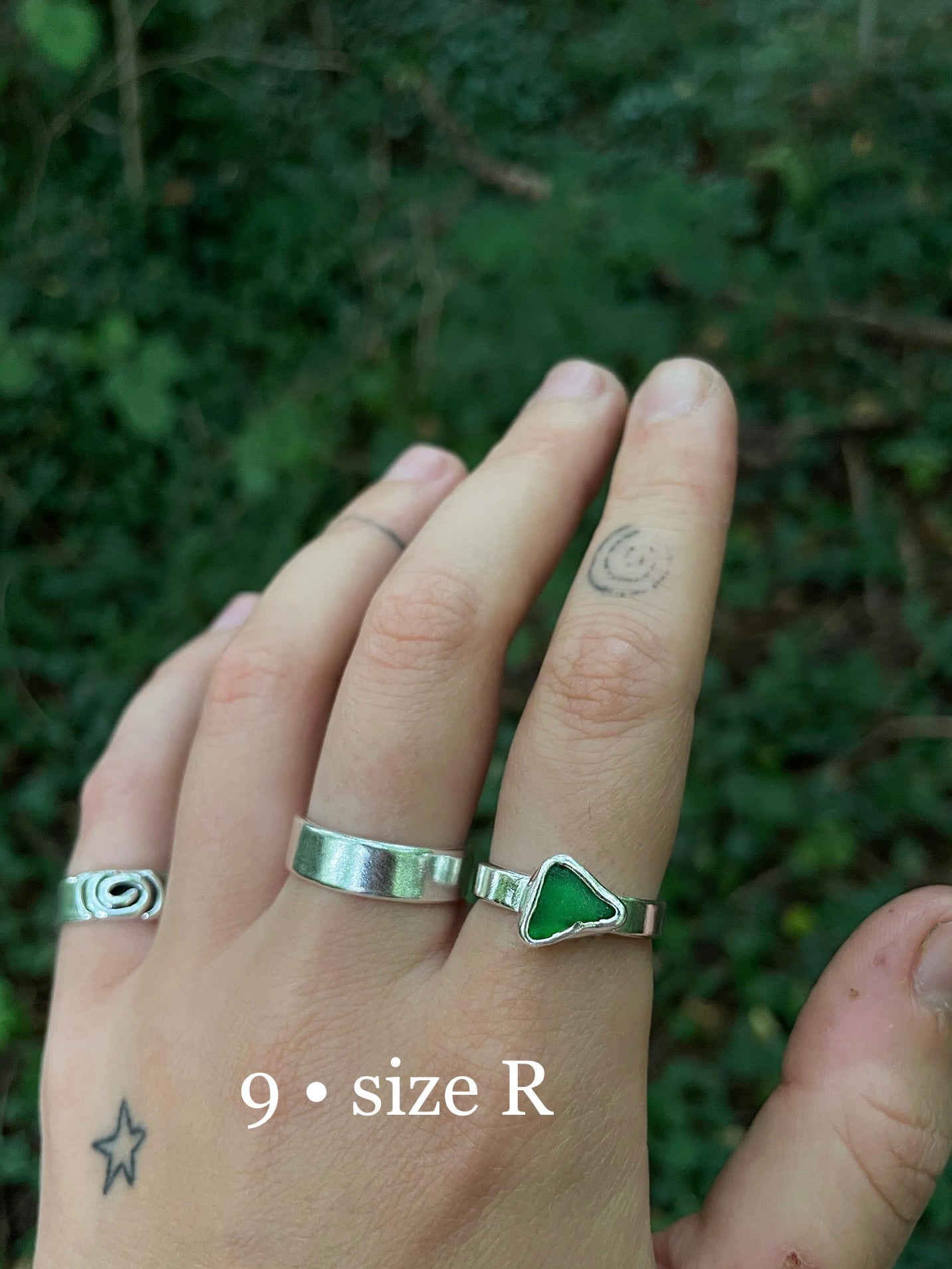 green seaglass rings