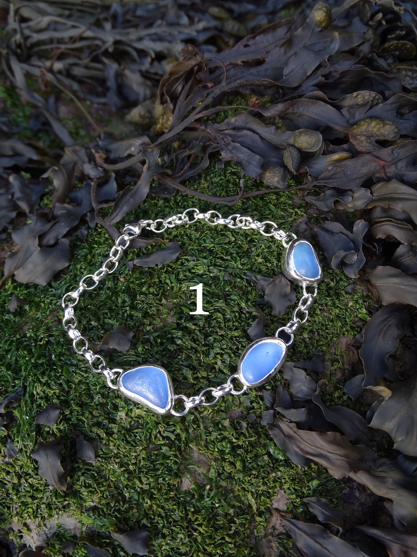 blue seaglass bracelets