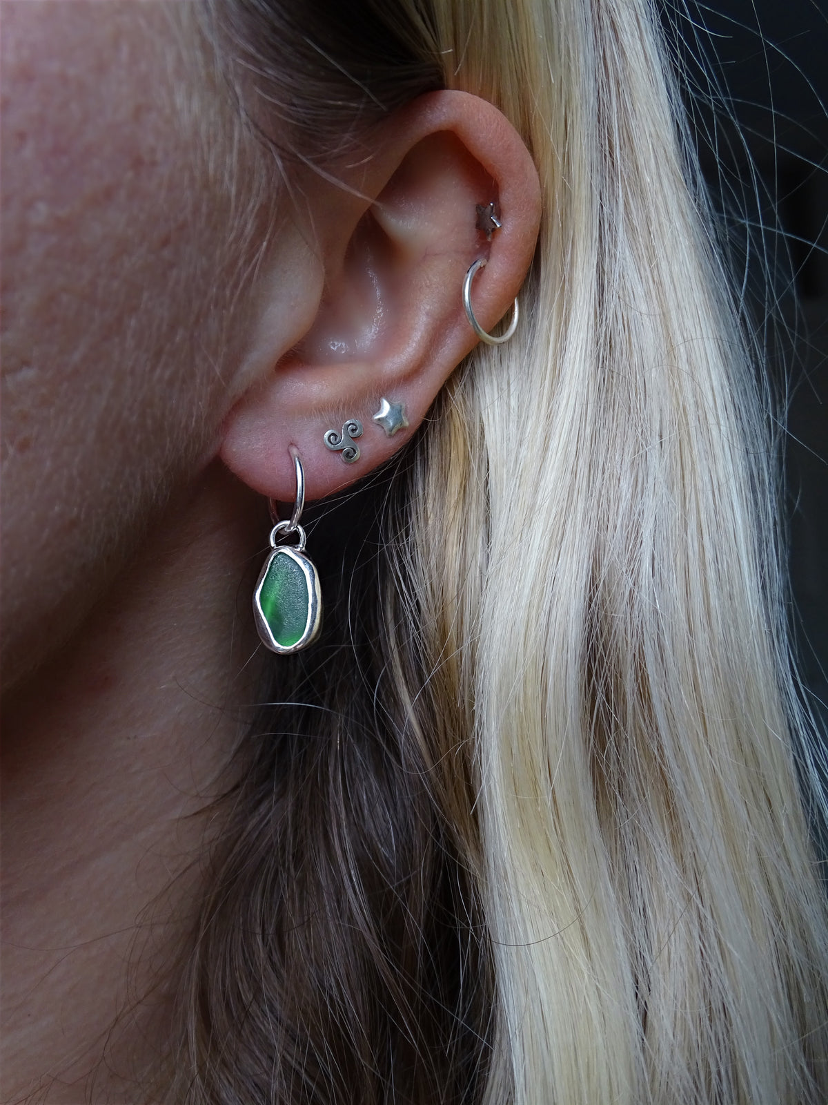 simple seaglass hoops