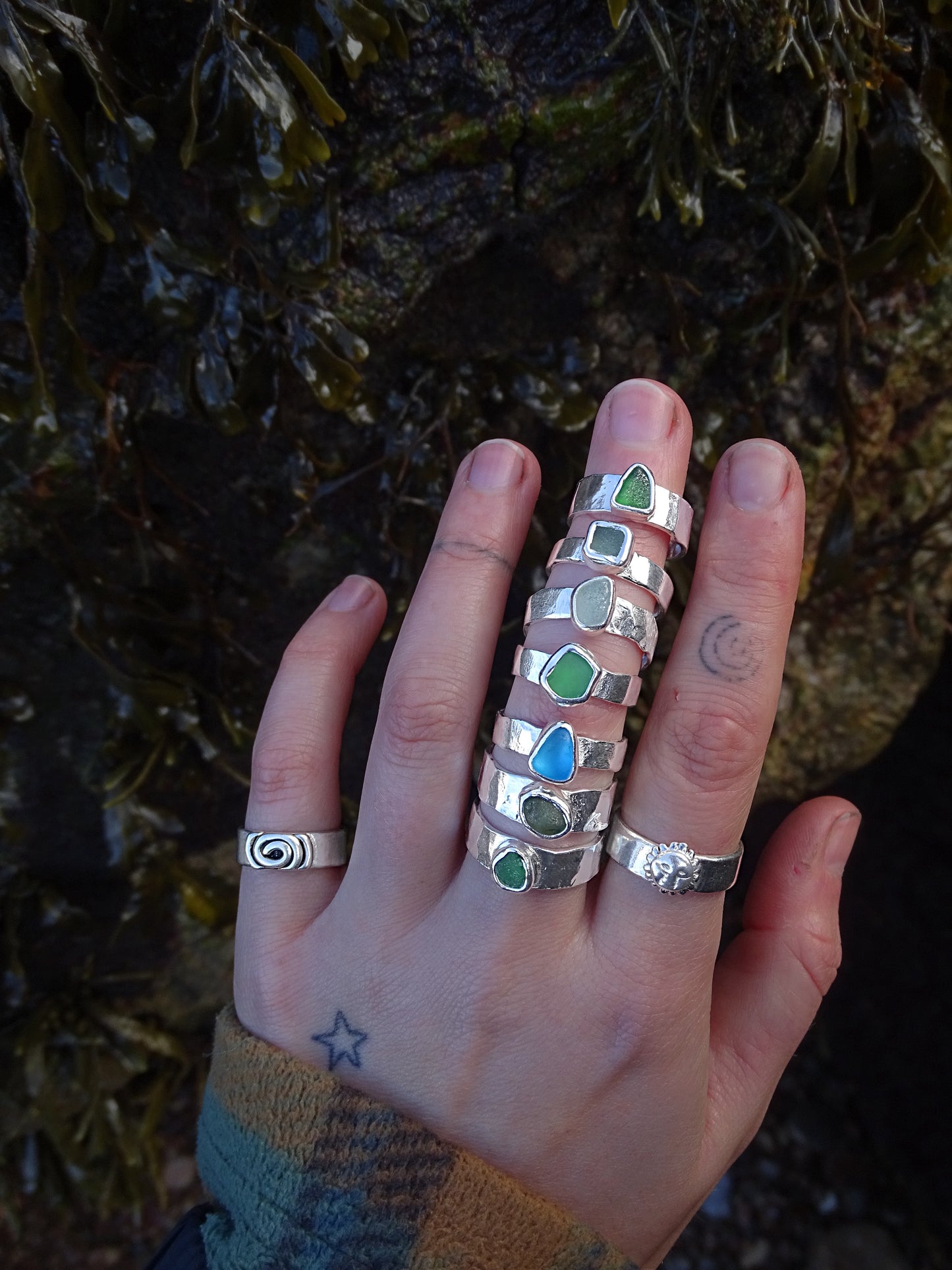 adjustable seaglass rings
