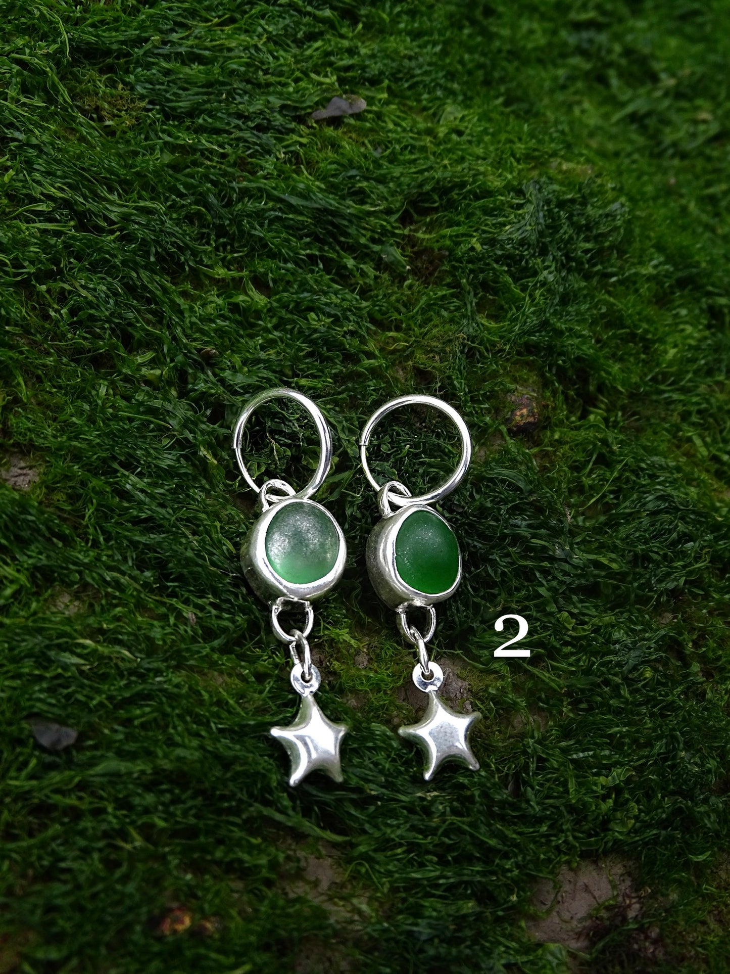 charm hoops • seaglass