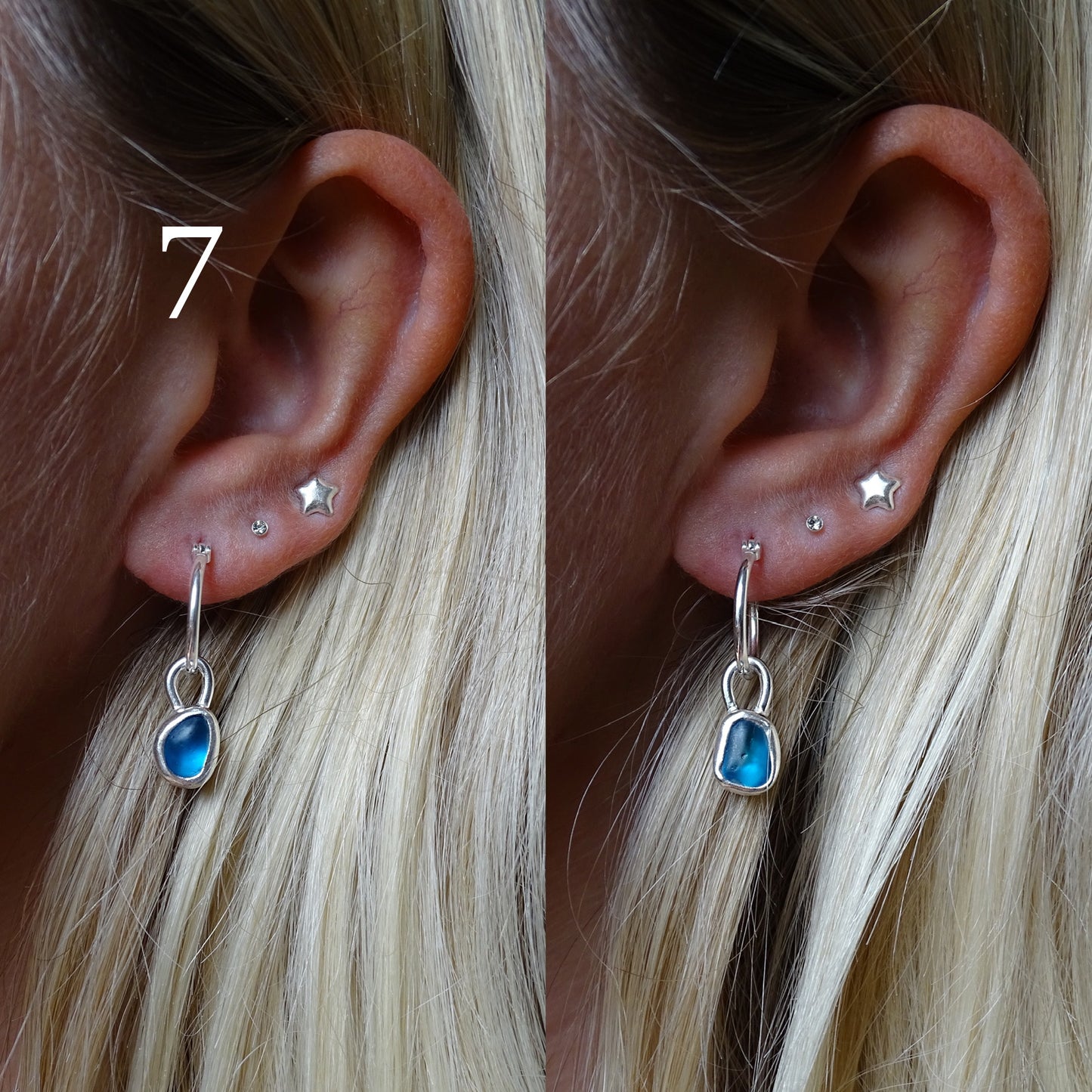 blue seaglass earrings
