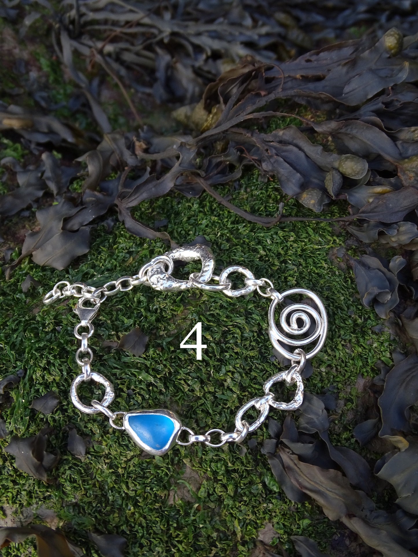 blue seaglass bracelets