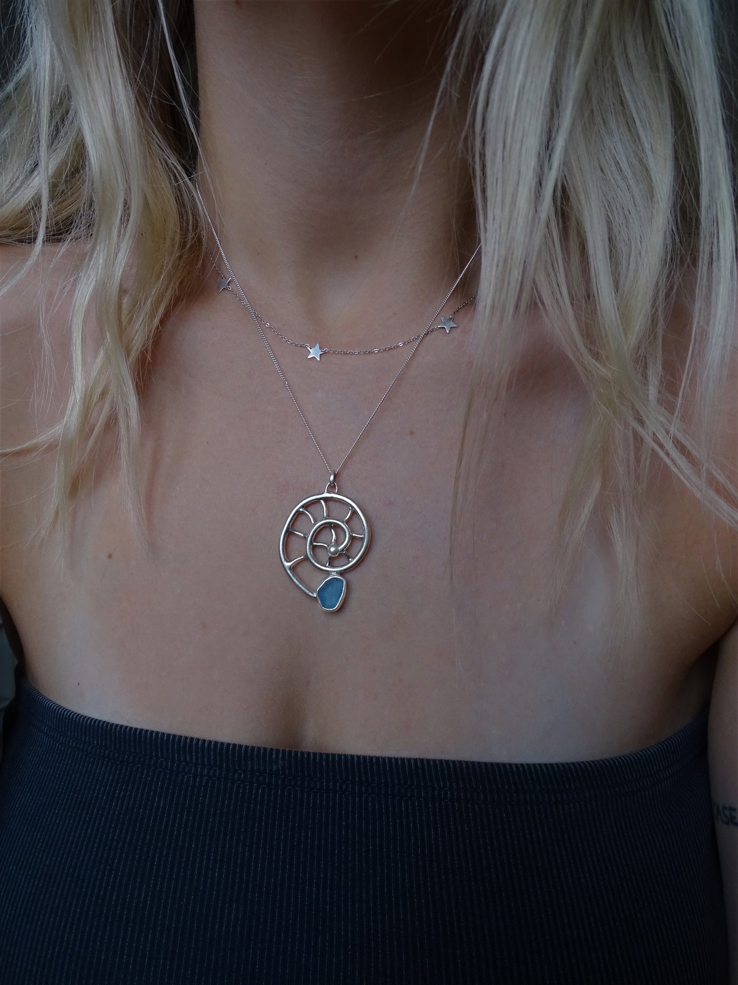 blue seaglass necklaces