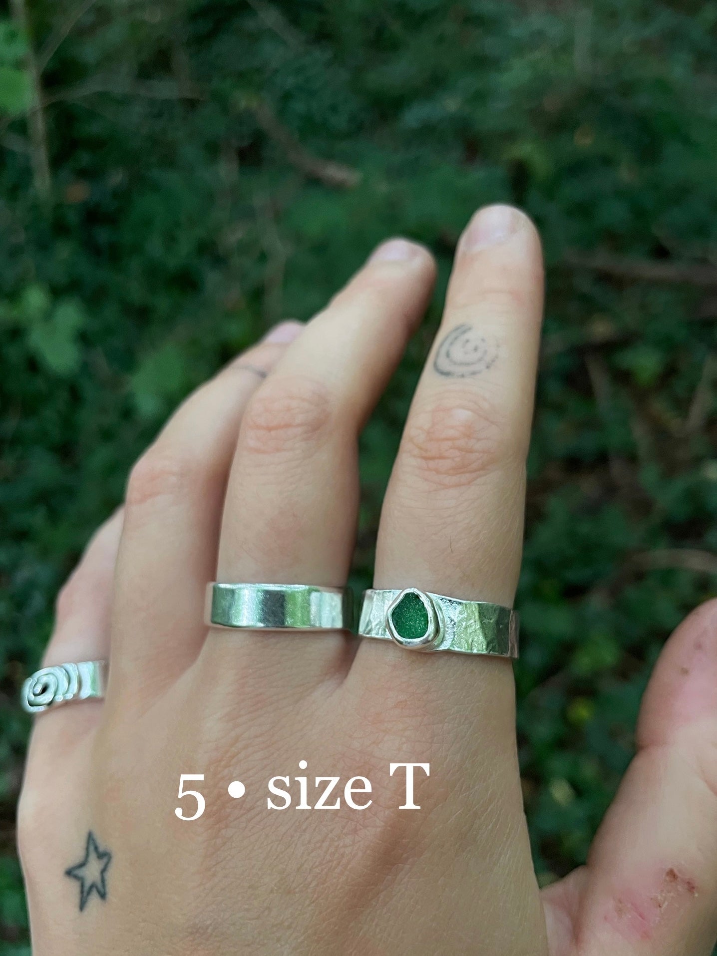 green seaglass rings