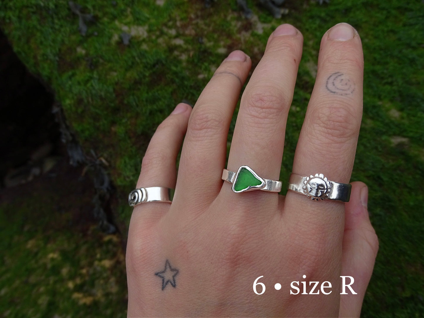 green seaglass rings