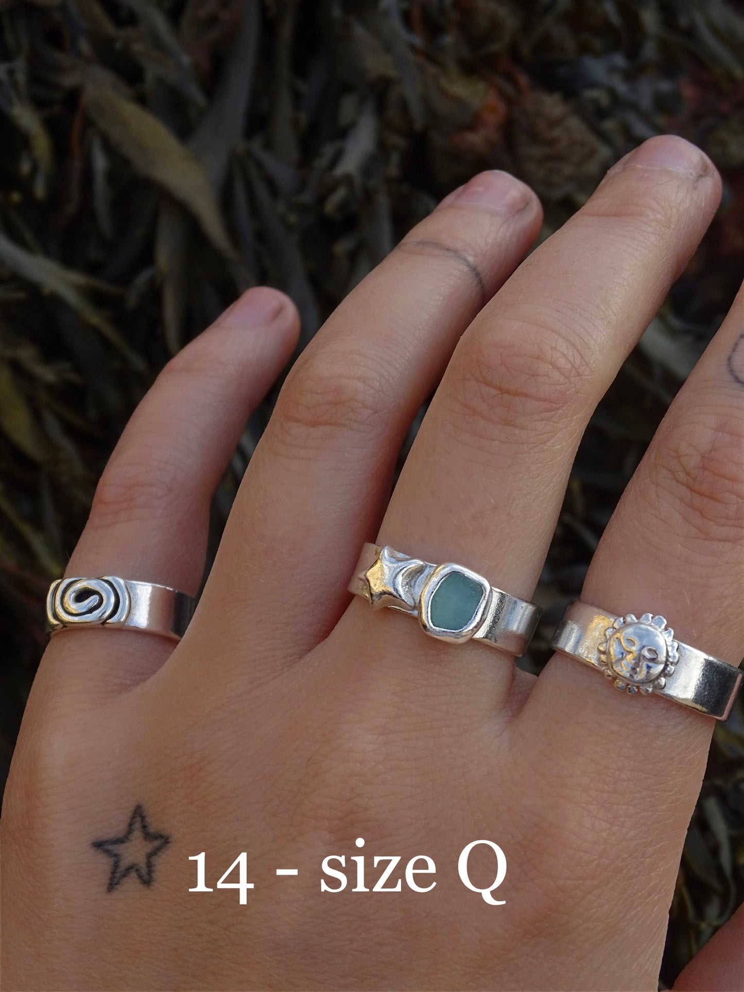 blue seaglass rings