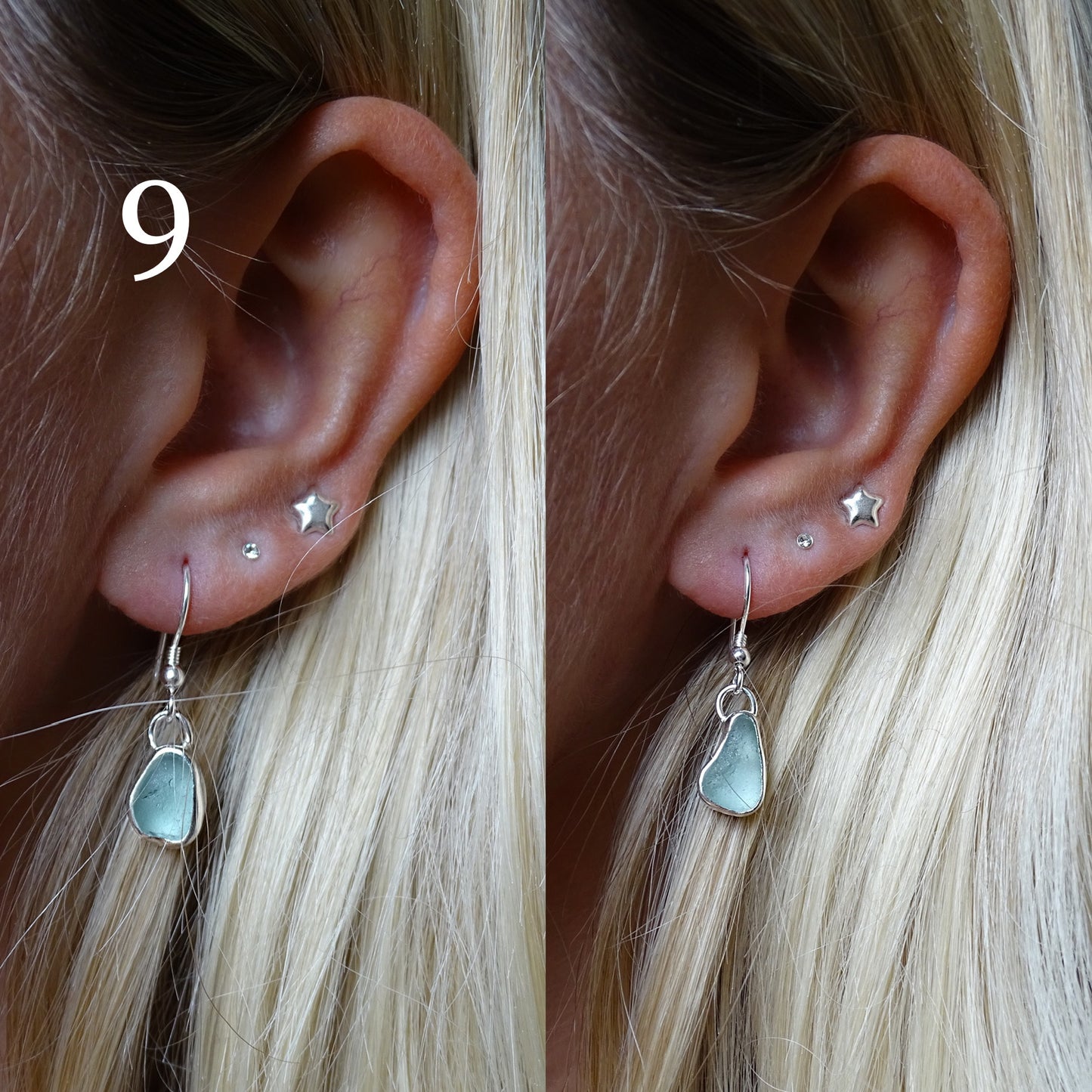 blue seaglass earrings