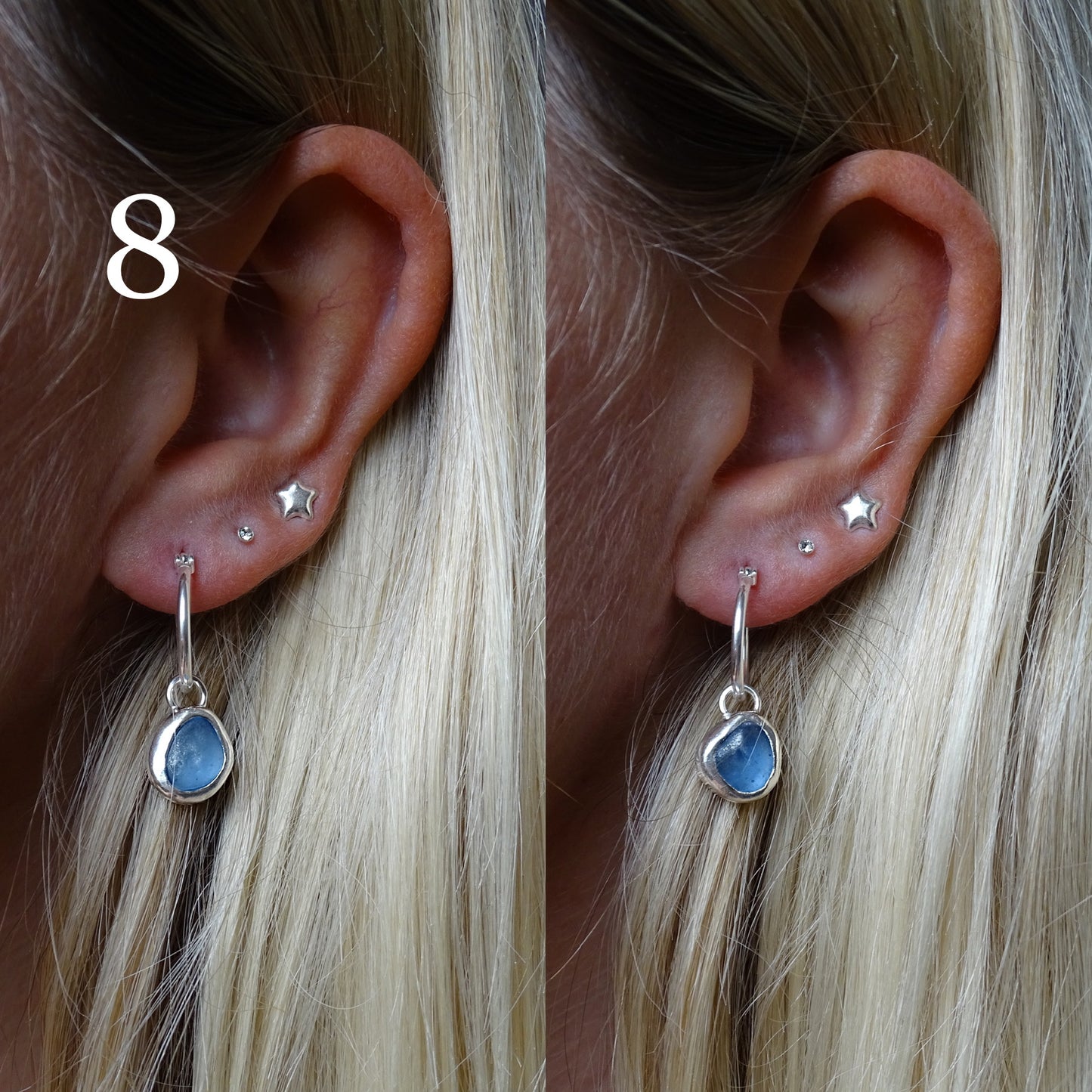 blue seaglass earrings