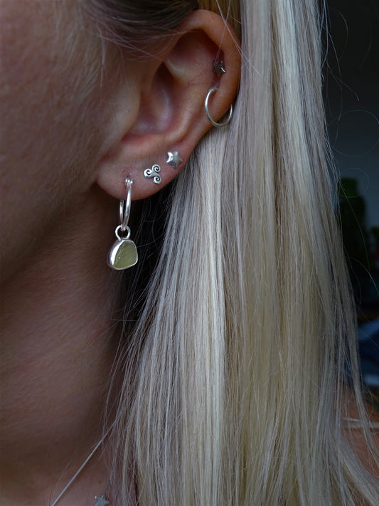 yellow seaglass hoops