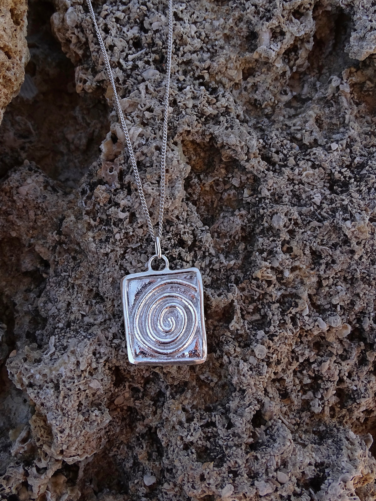 molten framed spiral pendant • made to order