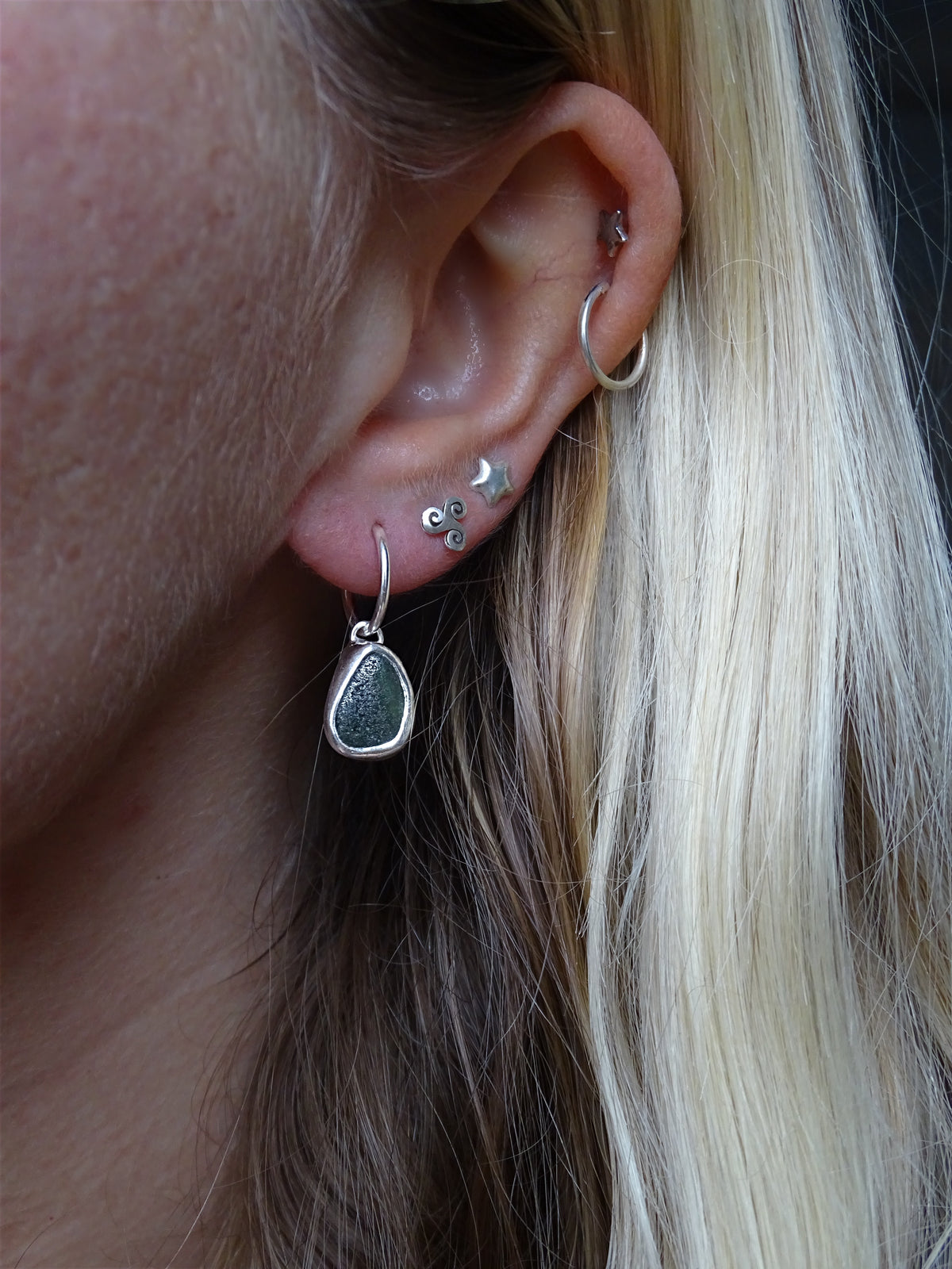 simple seaglass hoops