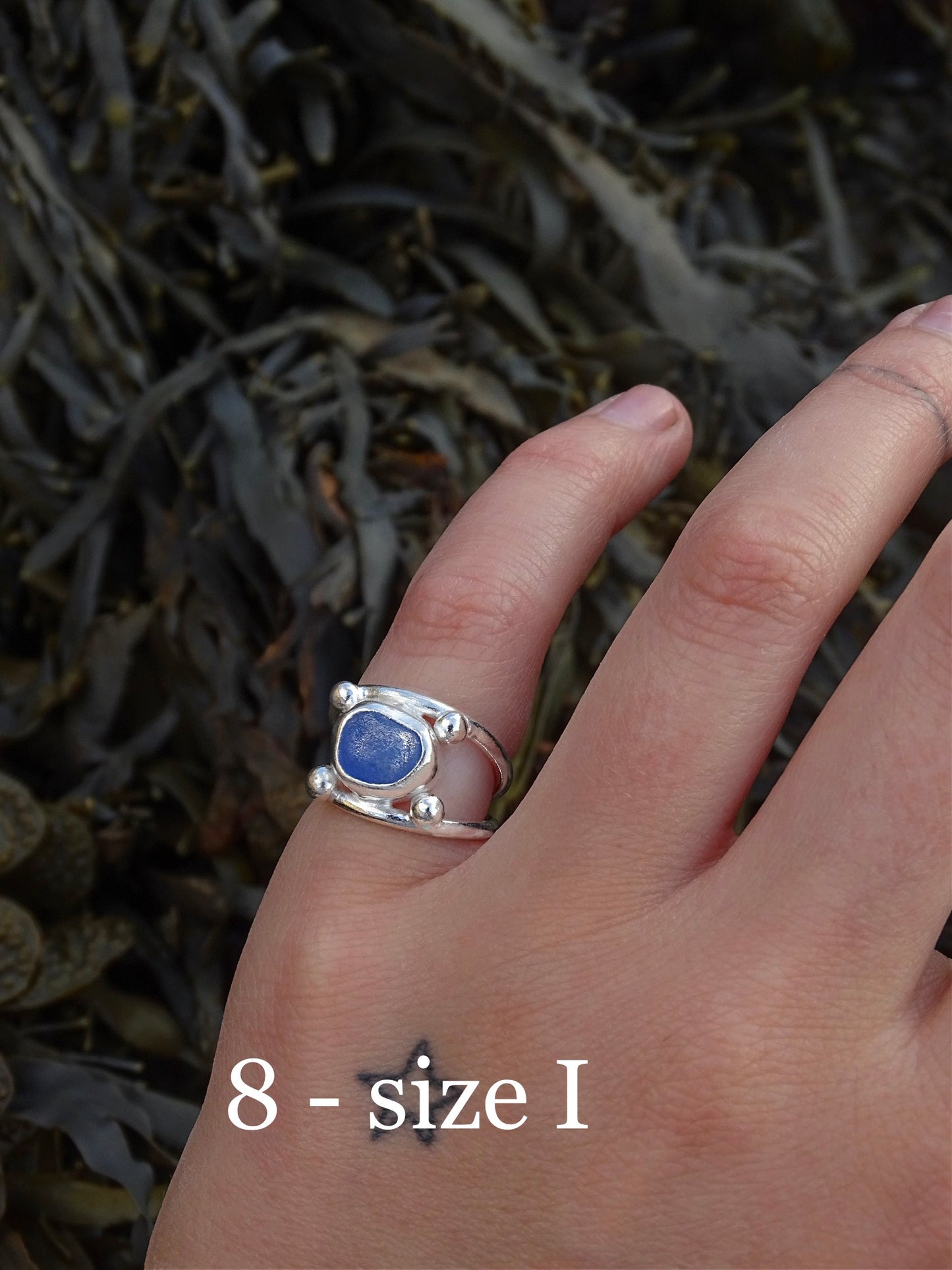 blue seaglass rings