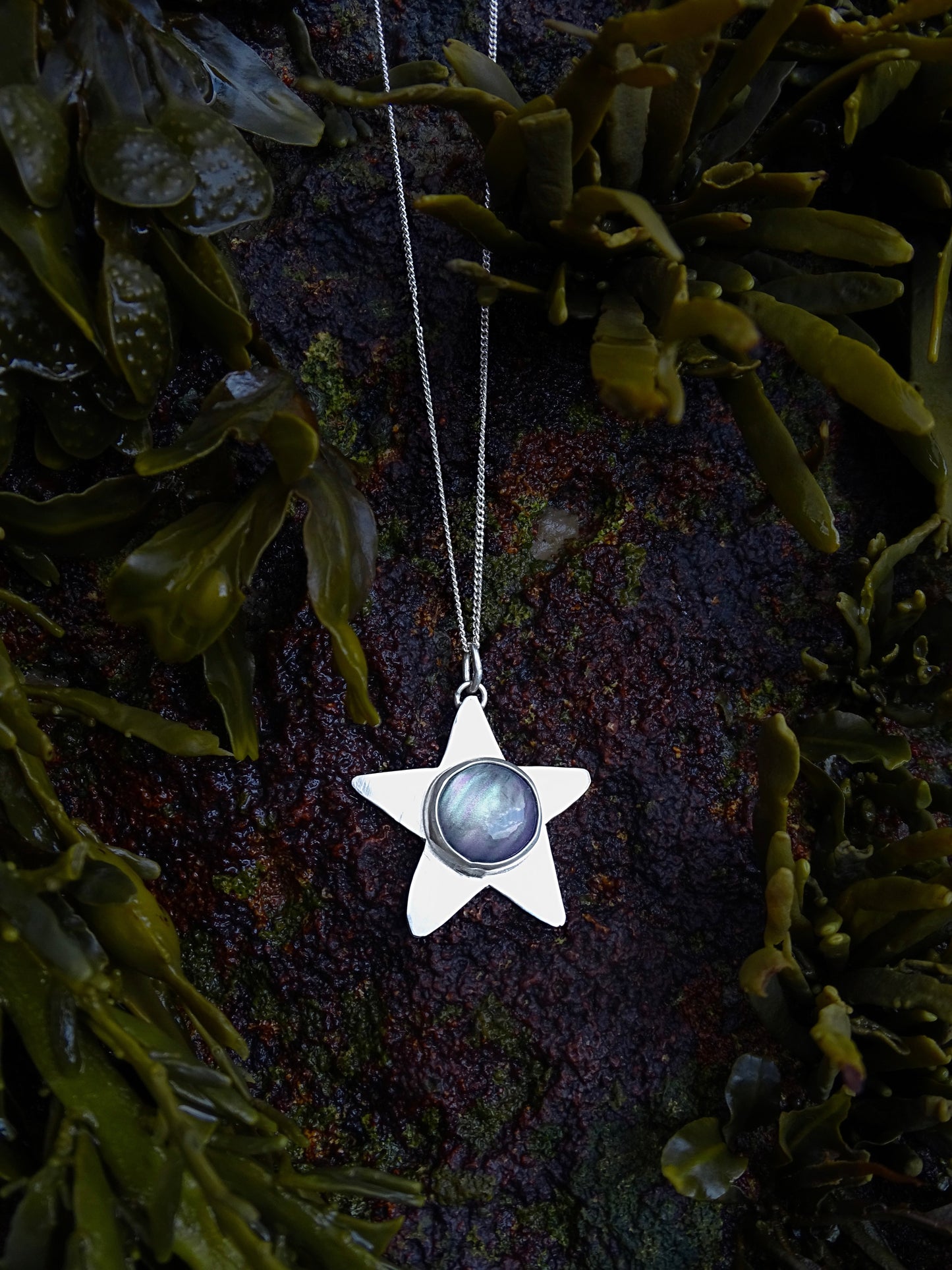 black mother of pearl star pendant