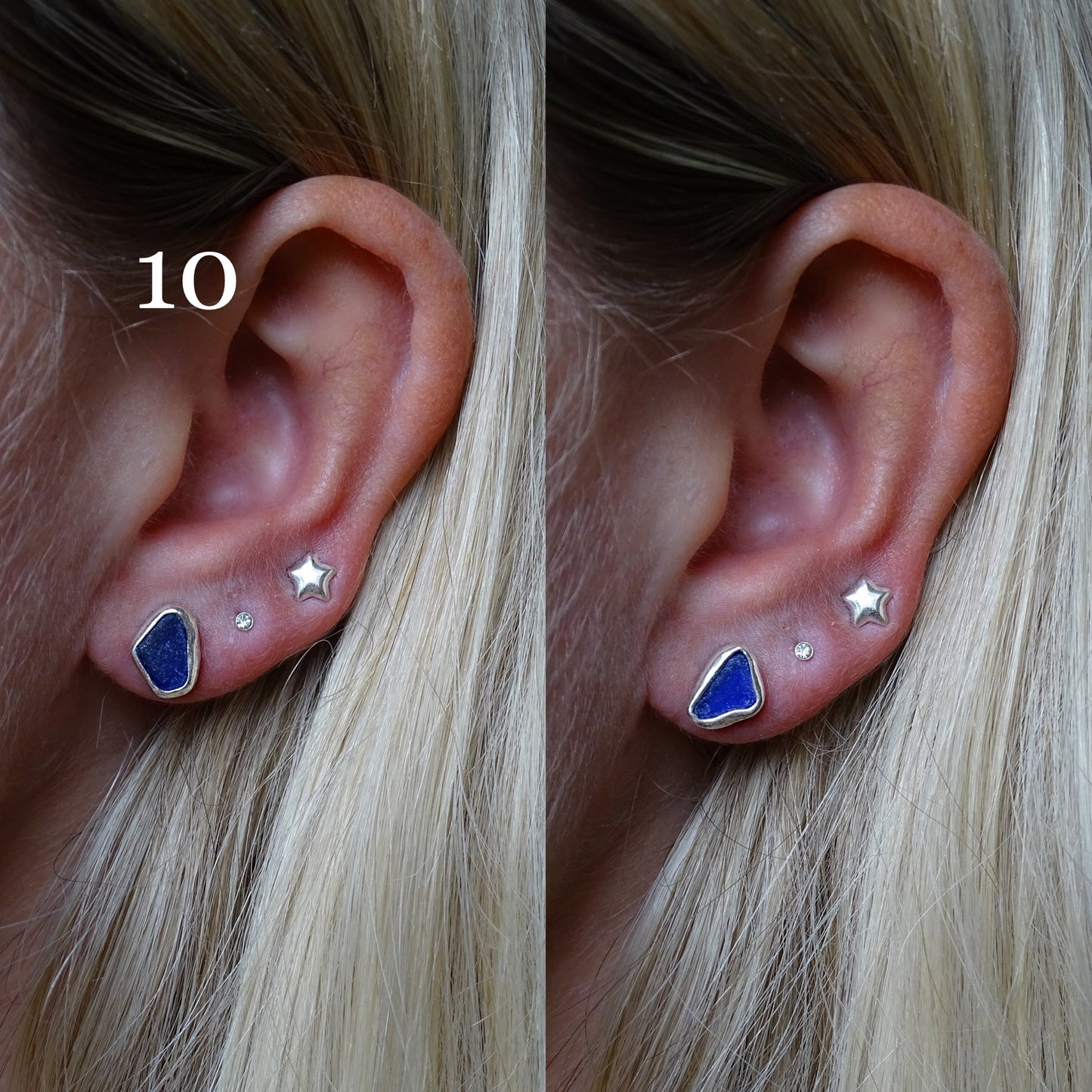 blue seaglass earrings