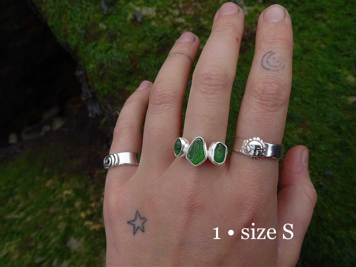 green seaglass rings