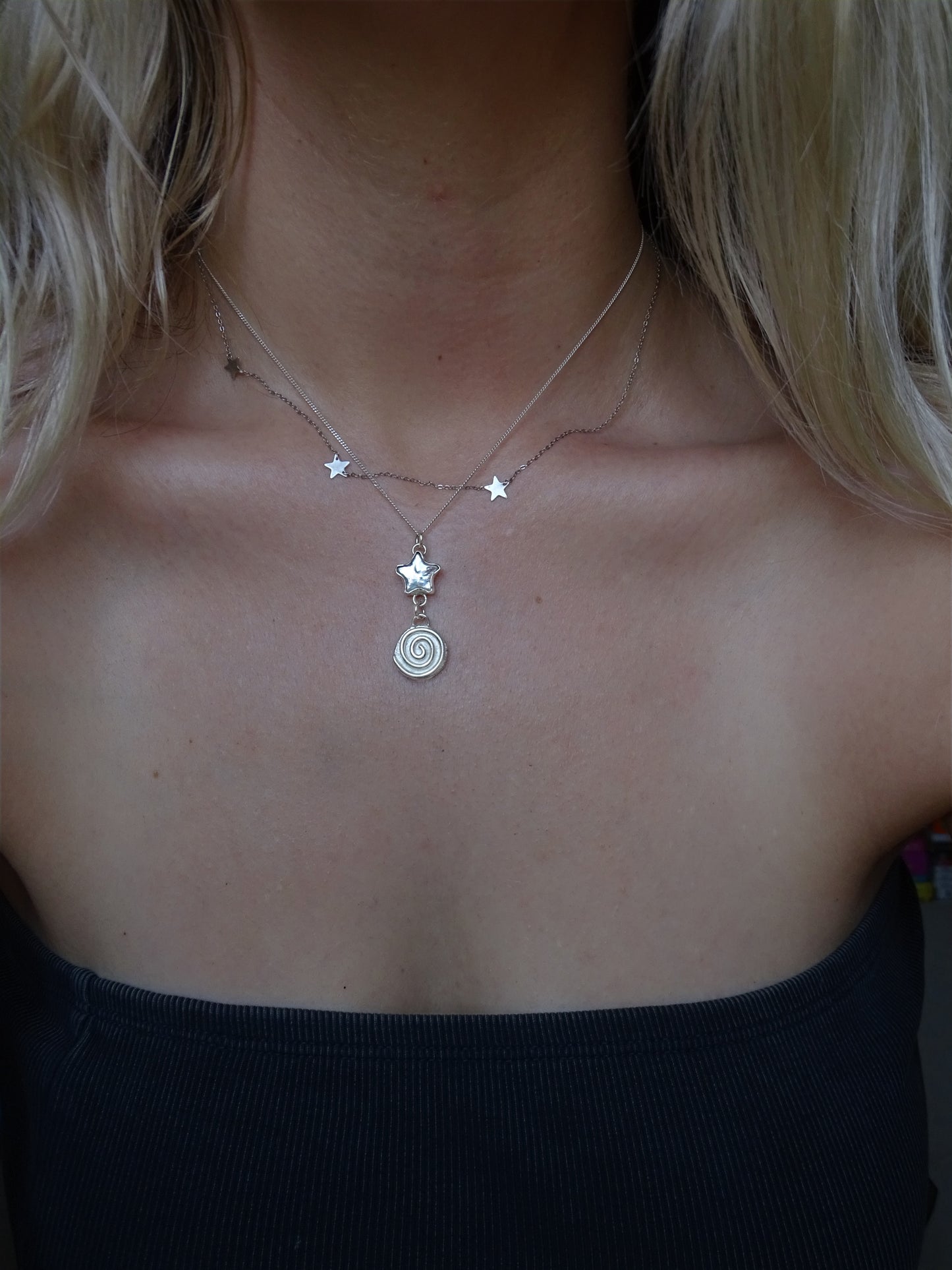 pearl spiral drop pendant