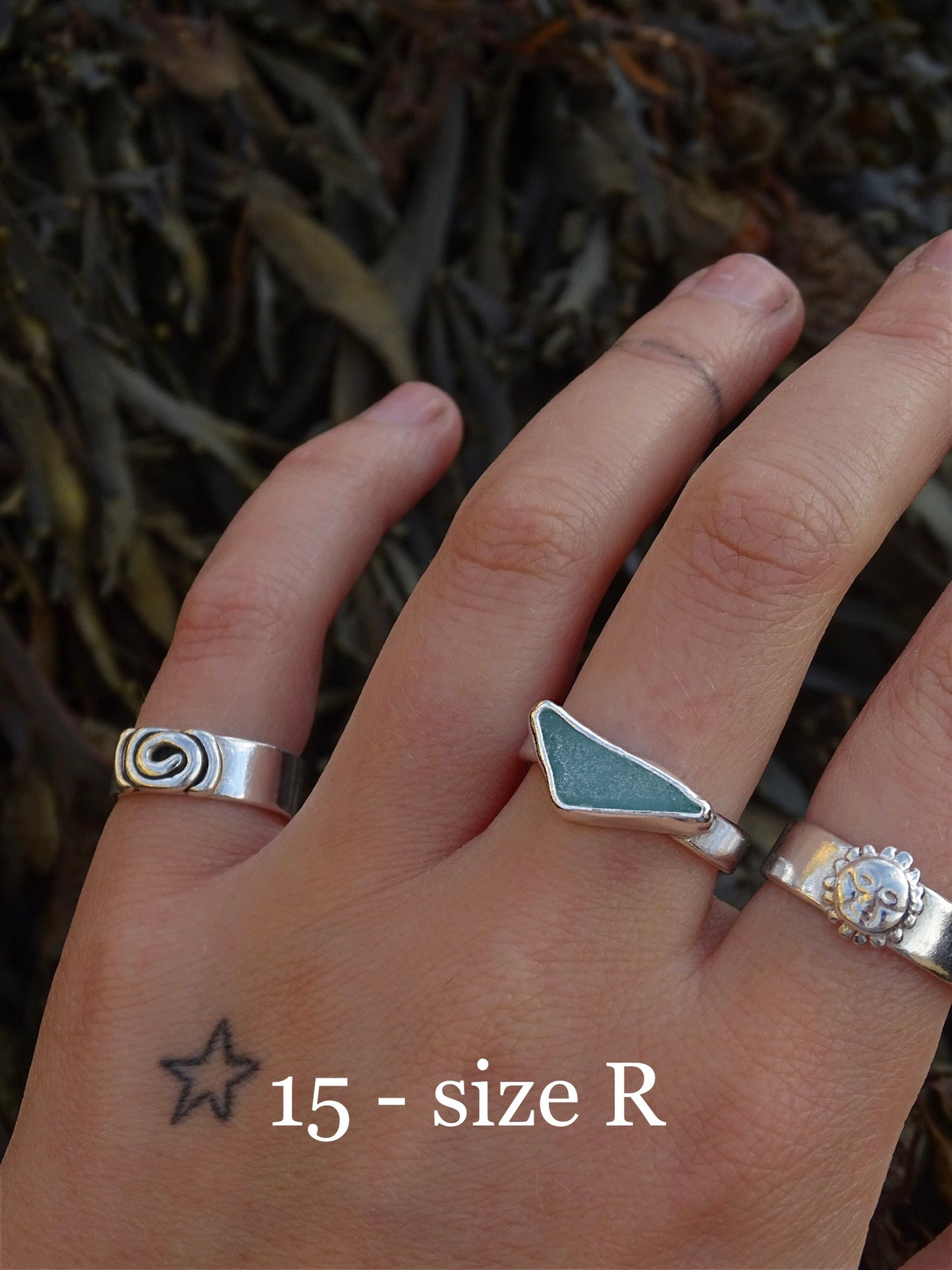 blue seaglass rings