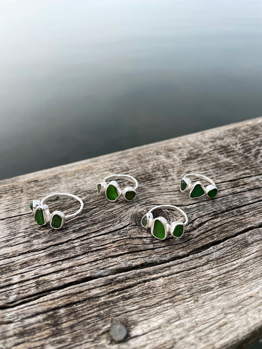 green seaglass rings