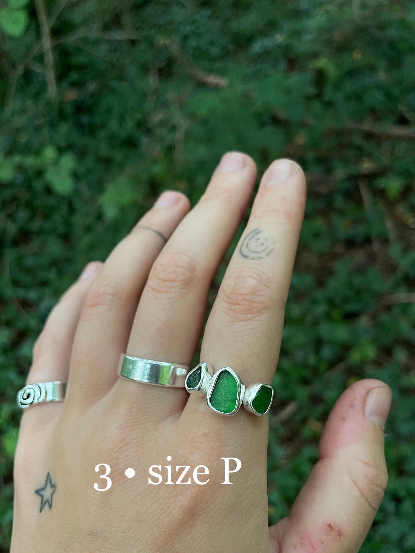 green seaglass rings