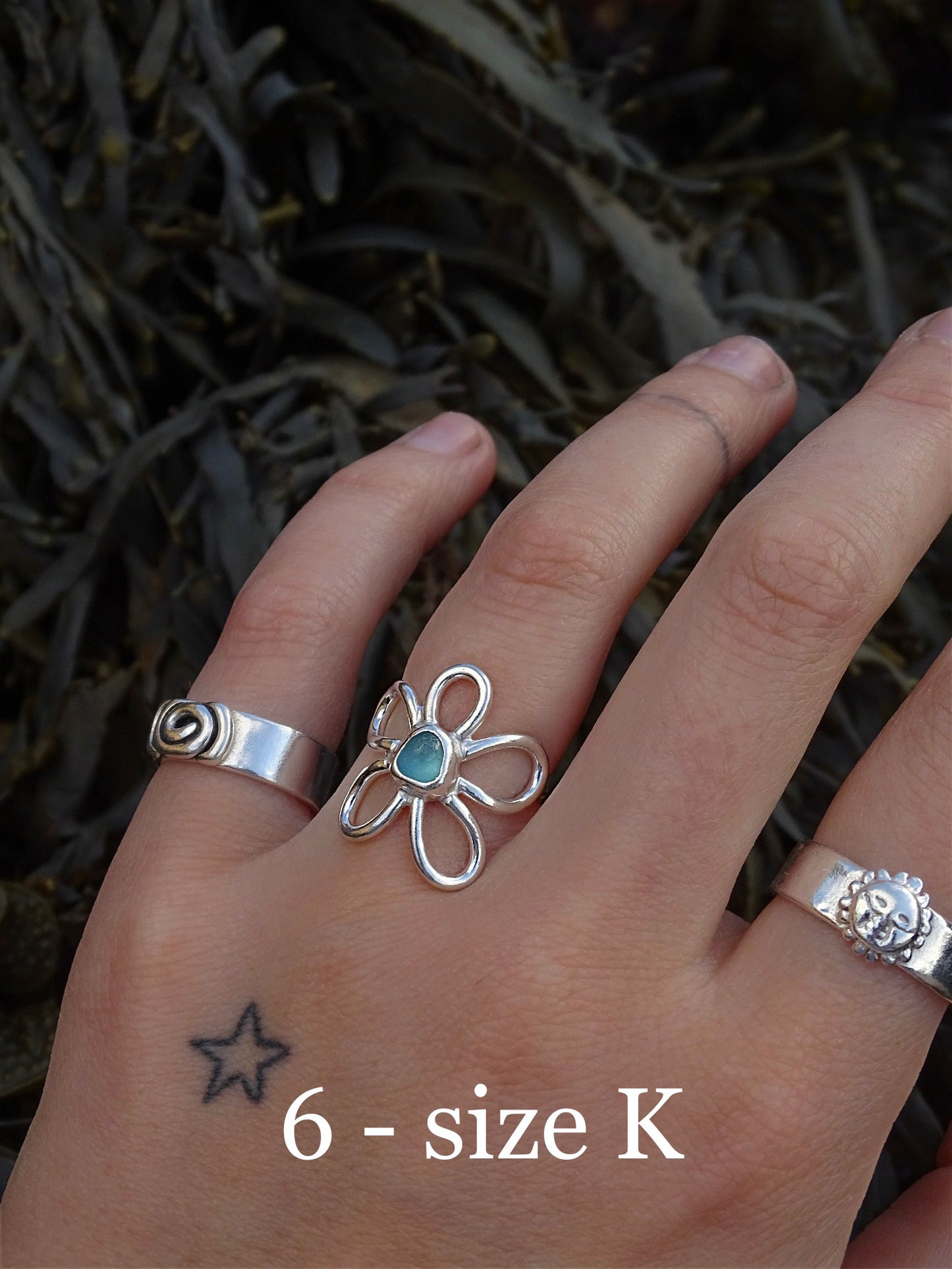 blue seaglass rings