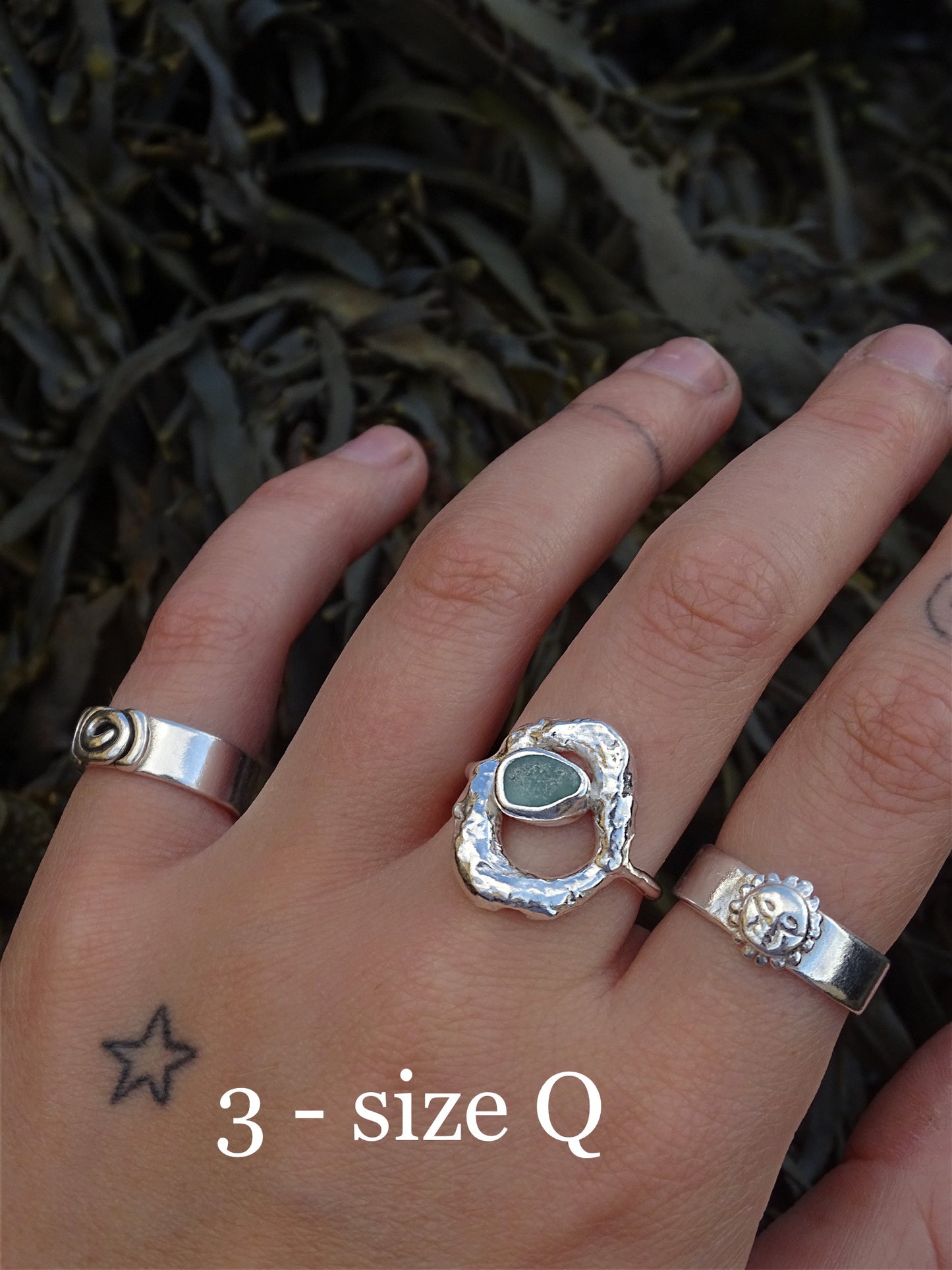 blue seaglass rings