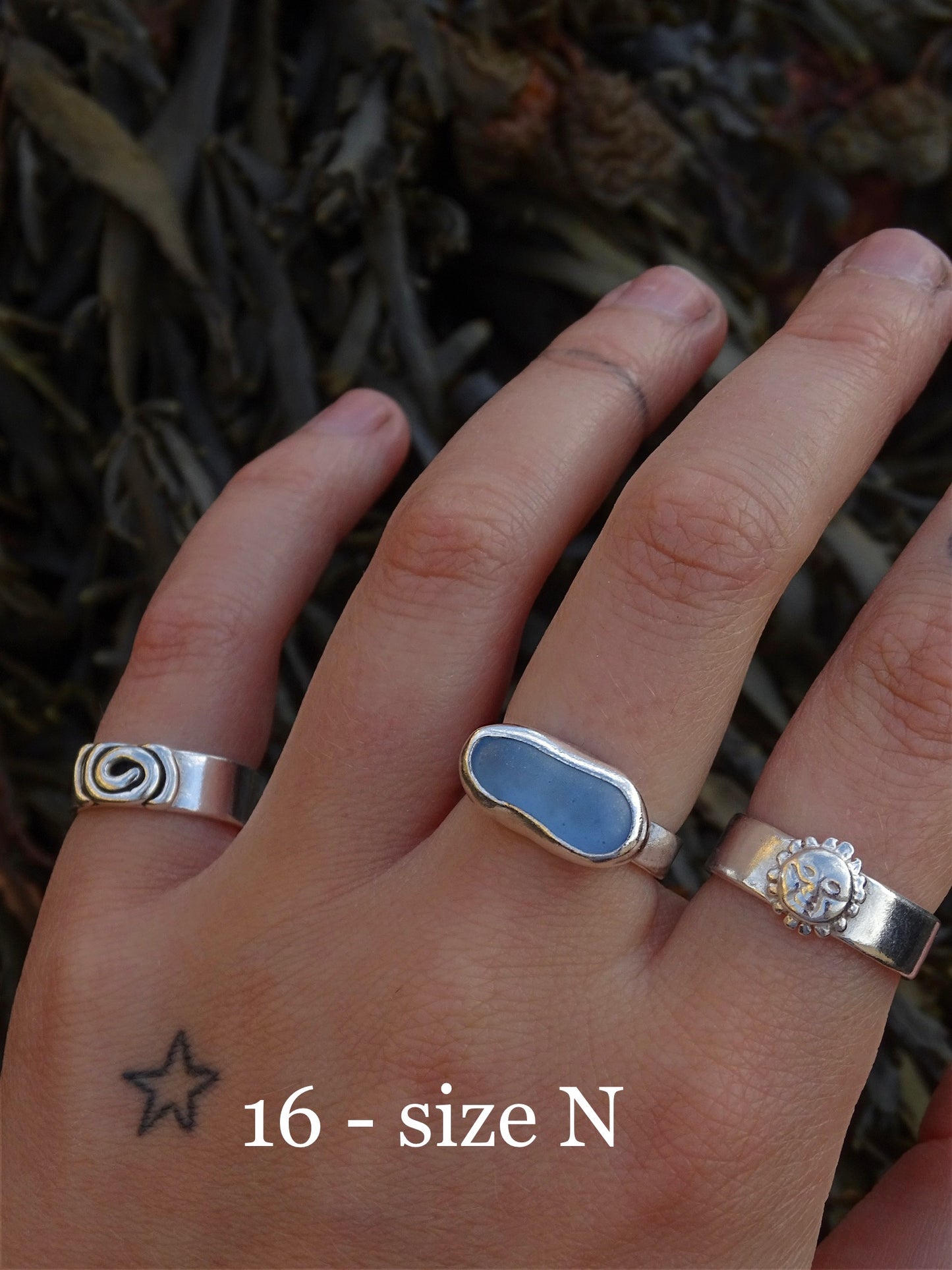 blue seaglass rings