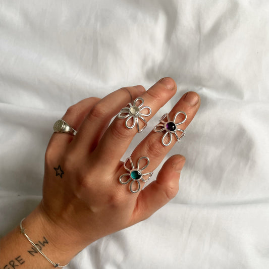 Gemstone Flower Rings