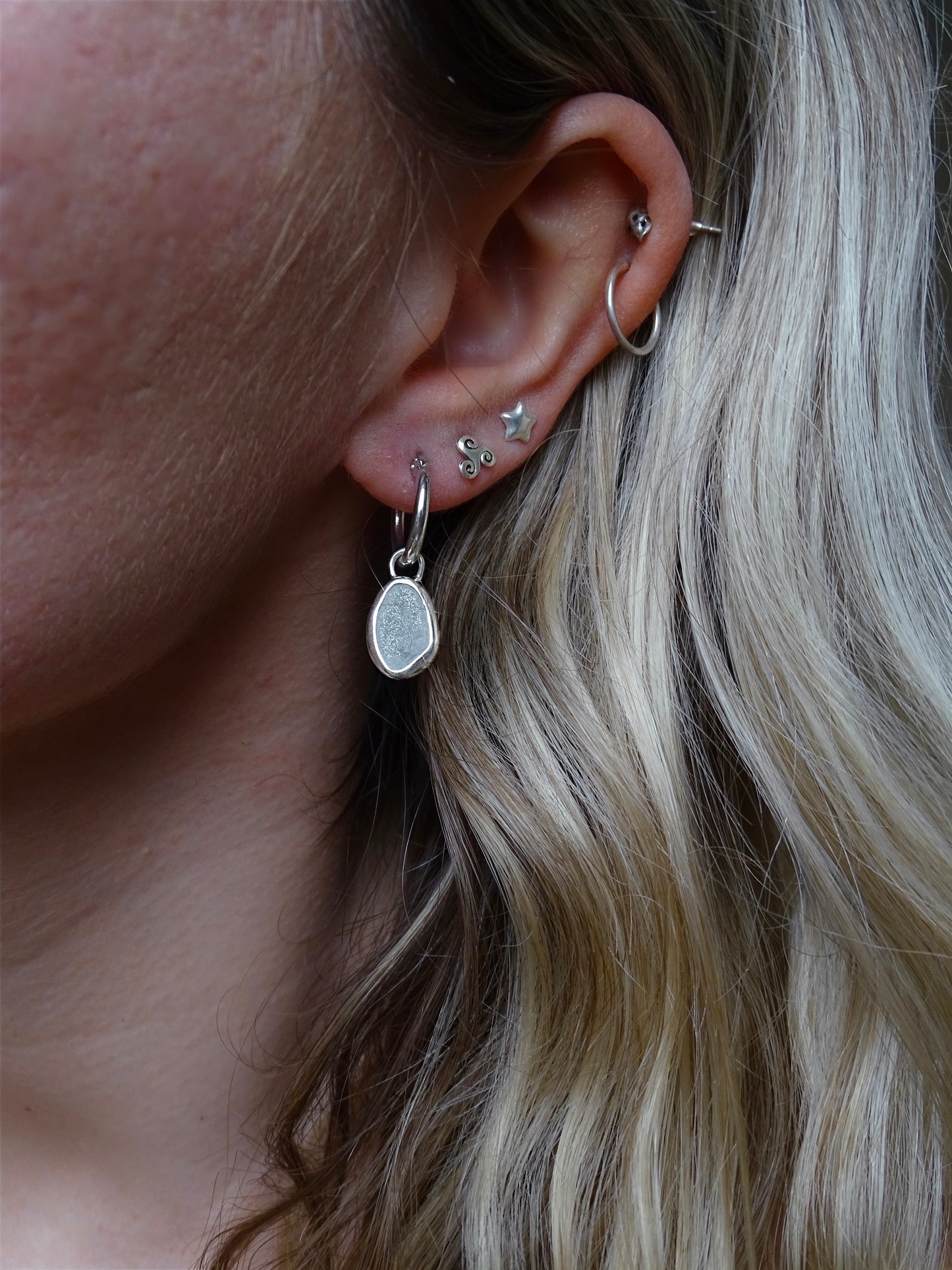 seaglass hoop earrings