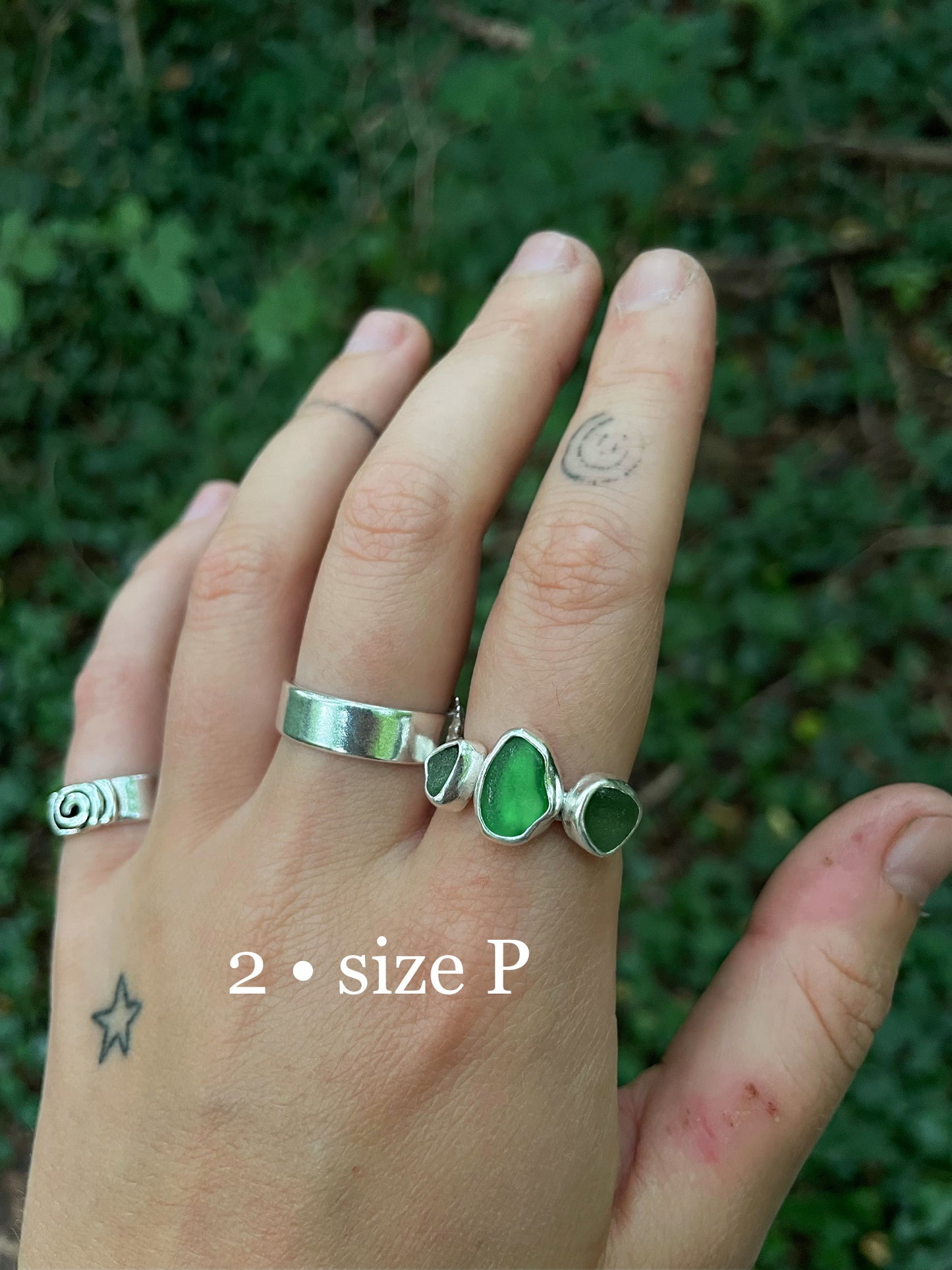 green seaglass rings