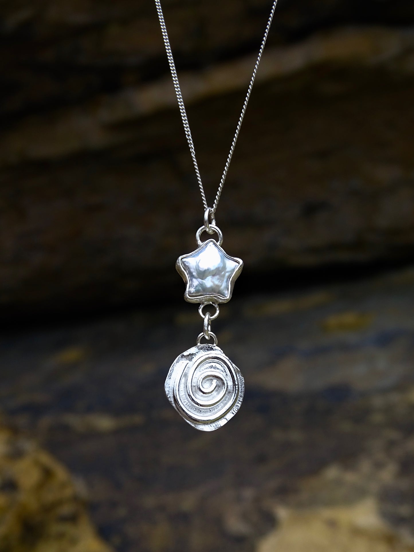 pearl spiral drop pendant